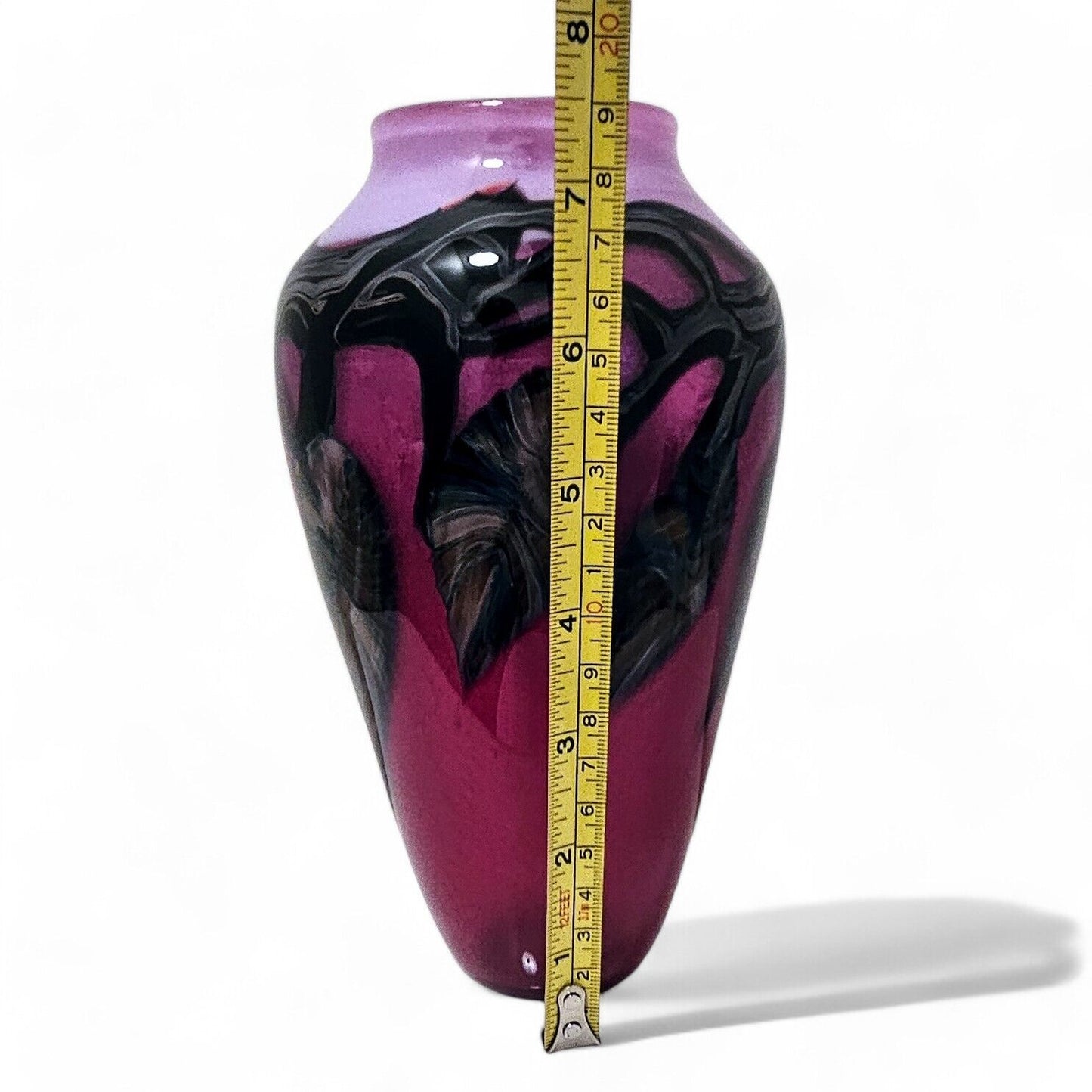 David Lotton Leaf & Vine Studio Glass Art Vase | Shades of Purple | Signed 1993