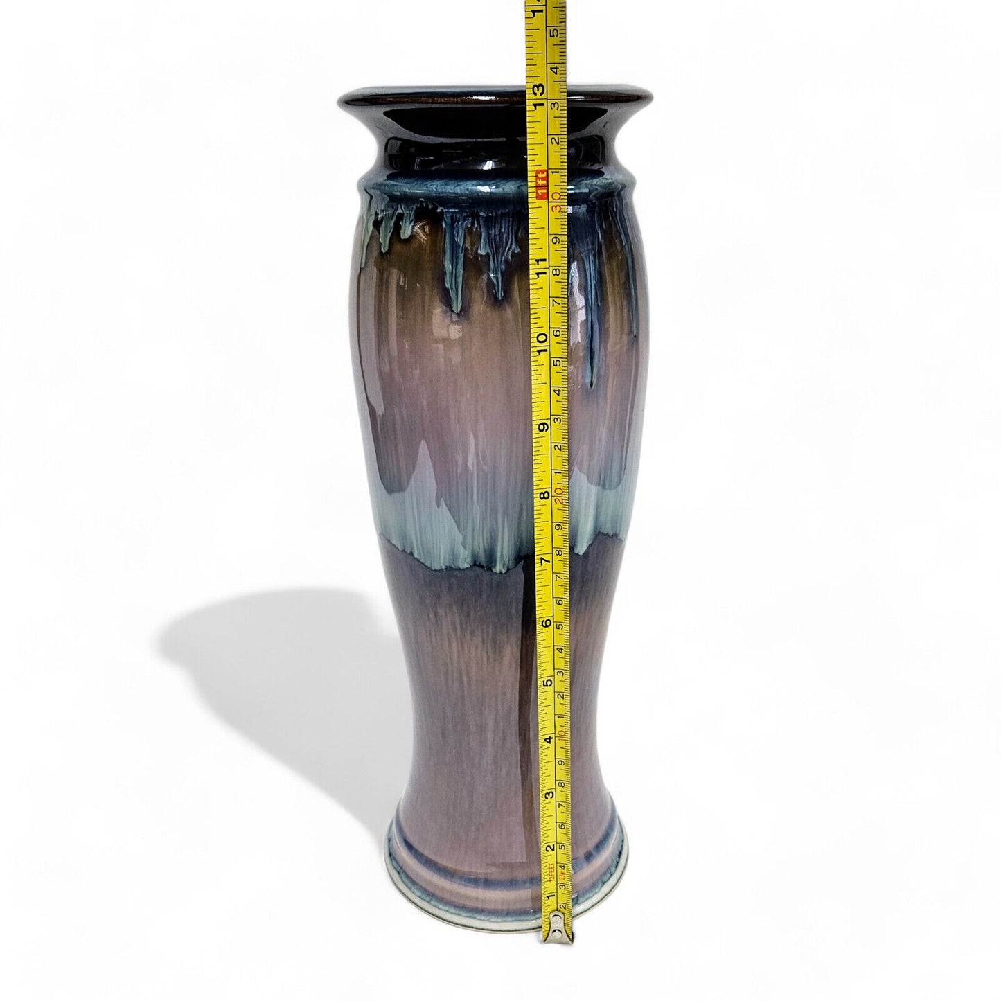 Bill Campbell Pottery Large Centerpiece Vase in Blues and Purple Drip Glaze