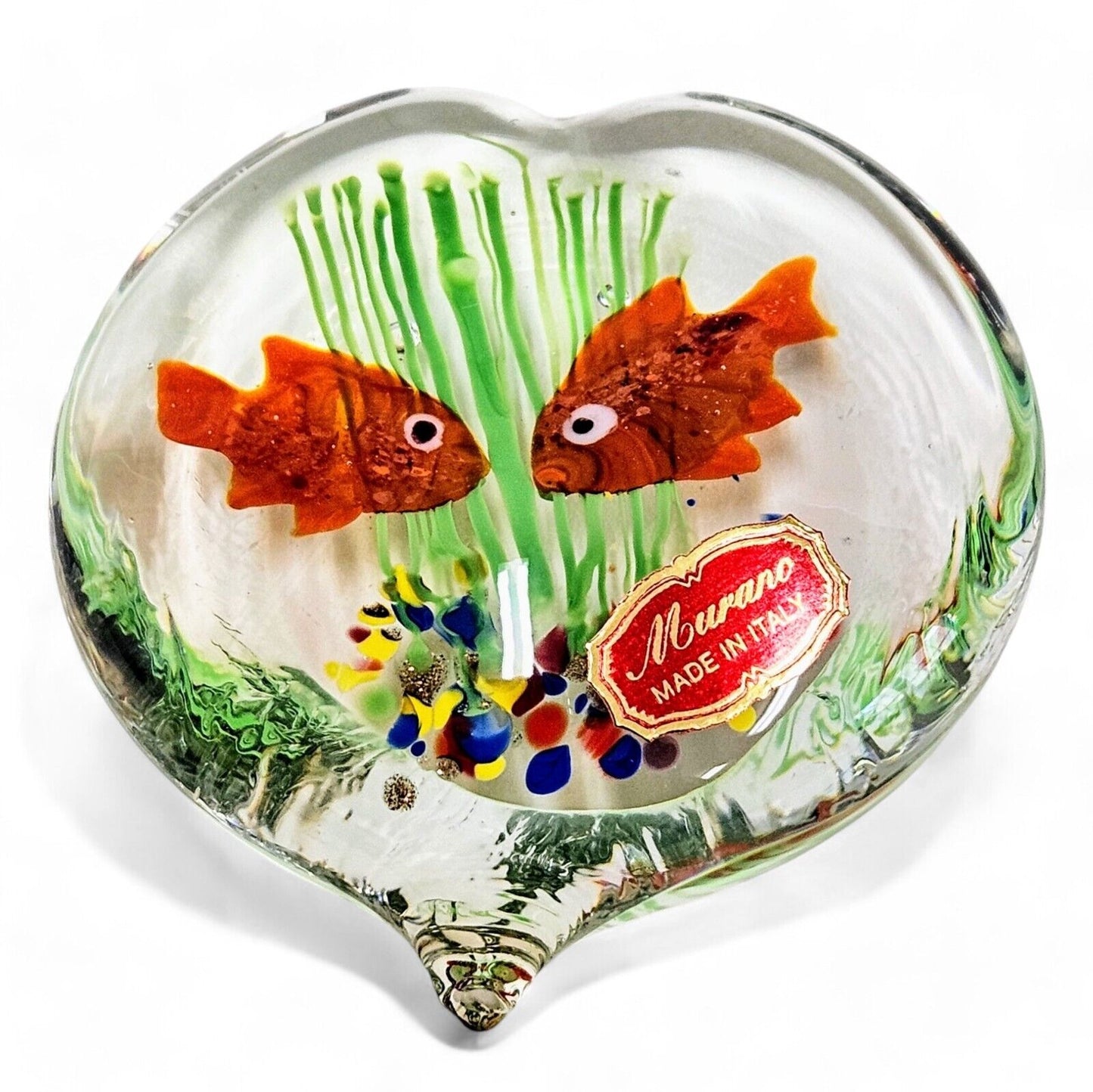 Authentic Murano Glass Fish Aquarium Paperweights | Original Sticker Attached