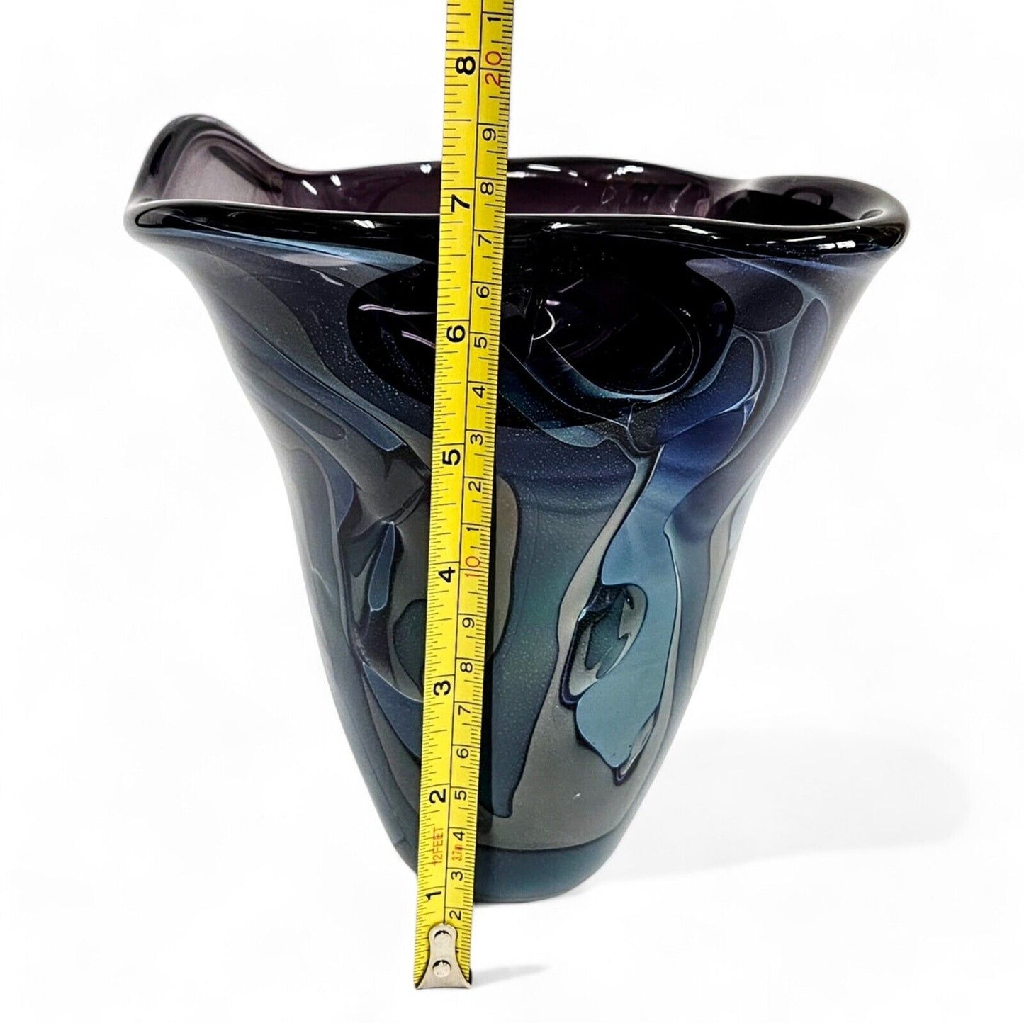 Robert Eickholt Blown Glass Vase | 7 Inches Tall | Cosmic Blue Series(?) Signed