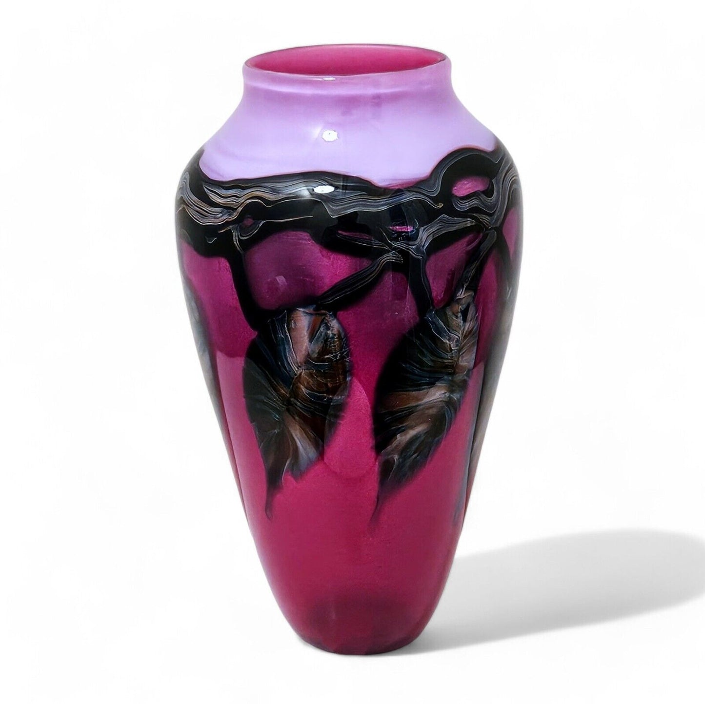 David Lotton Leaf & Vine Studio Glass Art Vase | Shades of Purple | Signed 1993