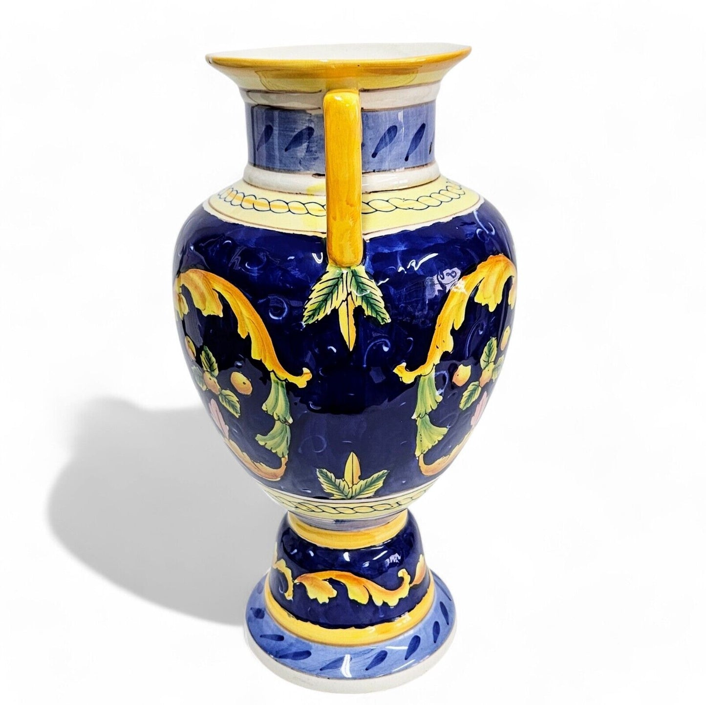 Large Italian Hand Painted Vase | Majolica - Deruta (?) | 15 Inches Tall