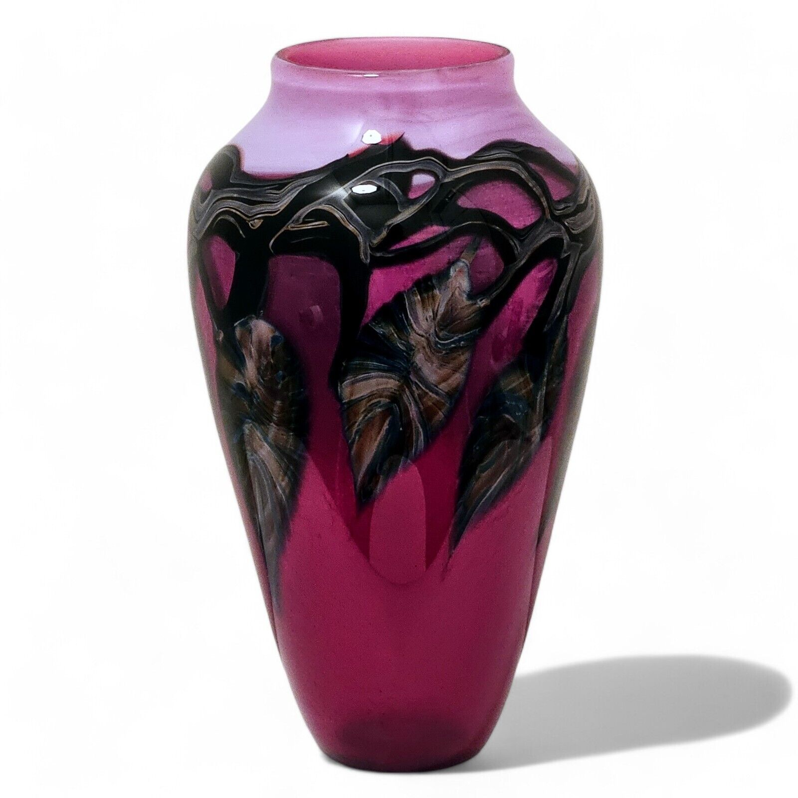 David Lotton Leaf & Vine Studio Glass Art Vase | Shades of Purple | Signed 1993