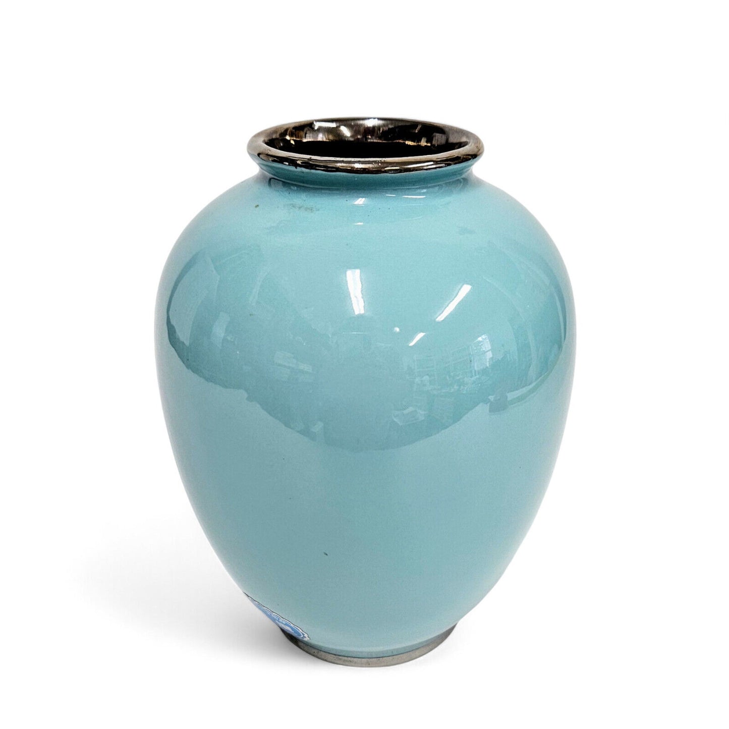 Porcelain MCM Vase in Aqua Blue with Cattleya Flower Fujiclo China Shippo Vase