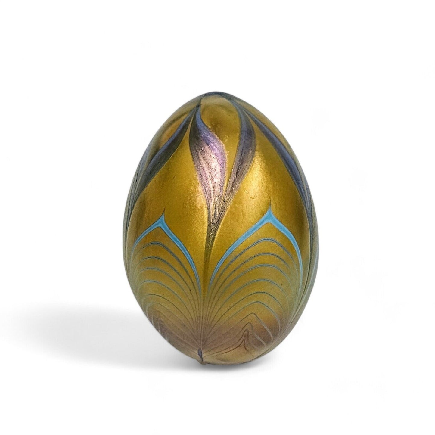 Vandermark Glass Egg Vintage Pulled Feather - Signed & Dated 1976