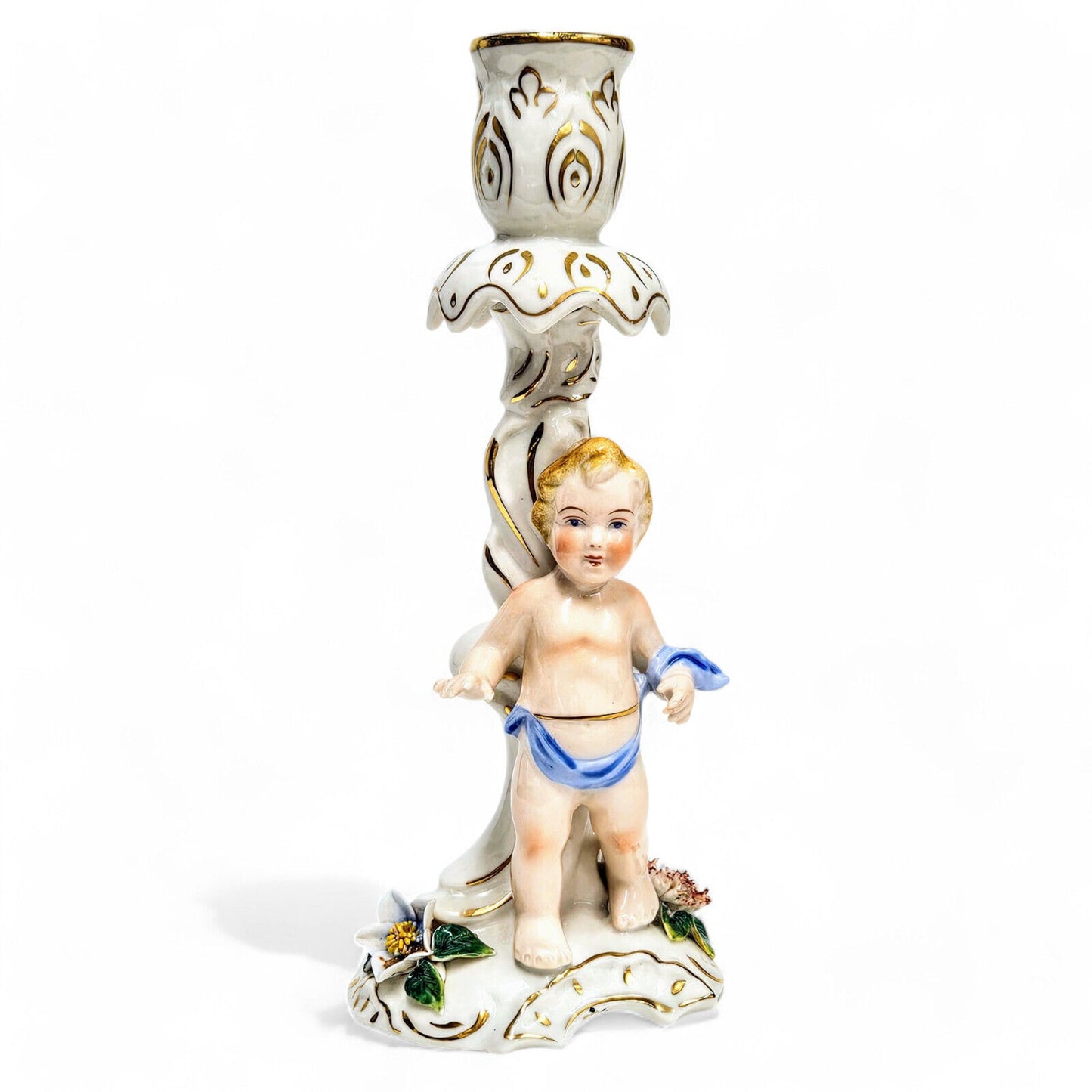 Antique Dresden Crown L R Cherub Candlestick C 1900's Limited Edition 1 of 550