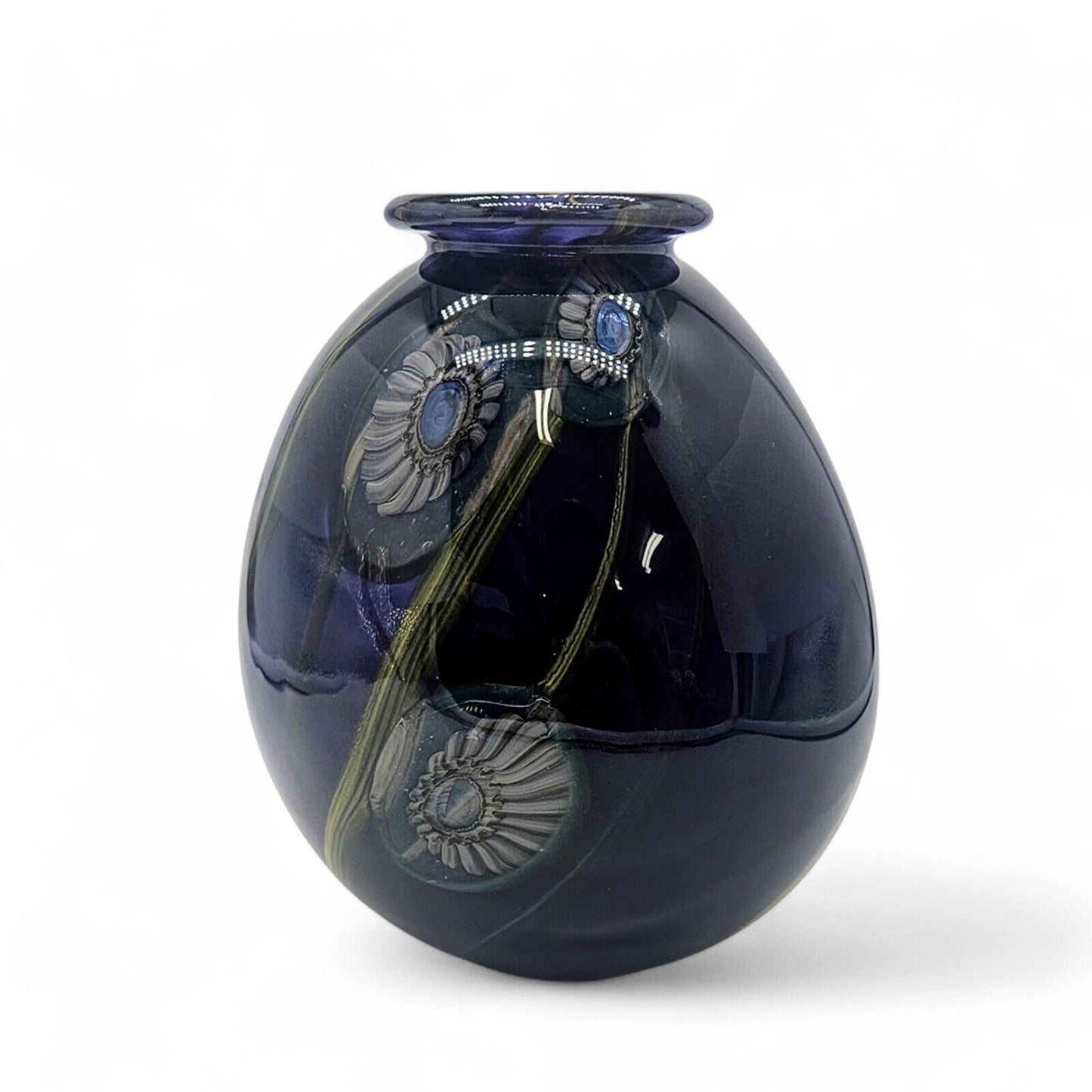 Robert Eickholt Dark Purple Sea Anemone Art Glass Vase Signed & Dated - 2007