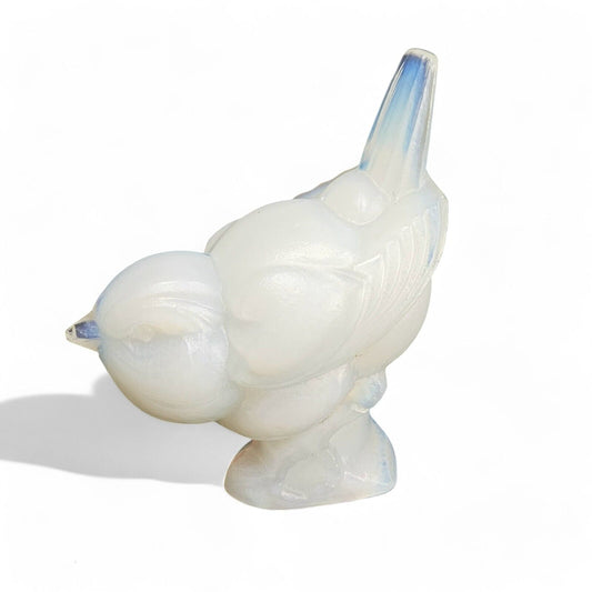 Sabino France Opalescent Art Glass Jumping Sparrow Bird -Tail Up Figurine