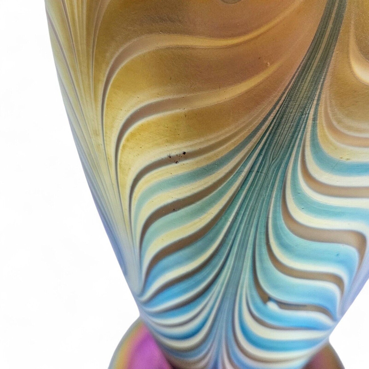 Robert Eickholt Blown Glass Vase | 11.5 inch Signed Dated 2003 | Pulled Feather