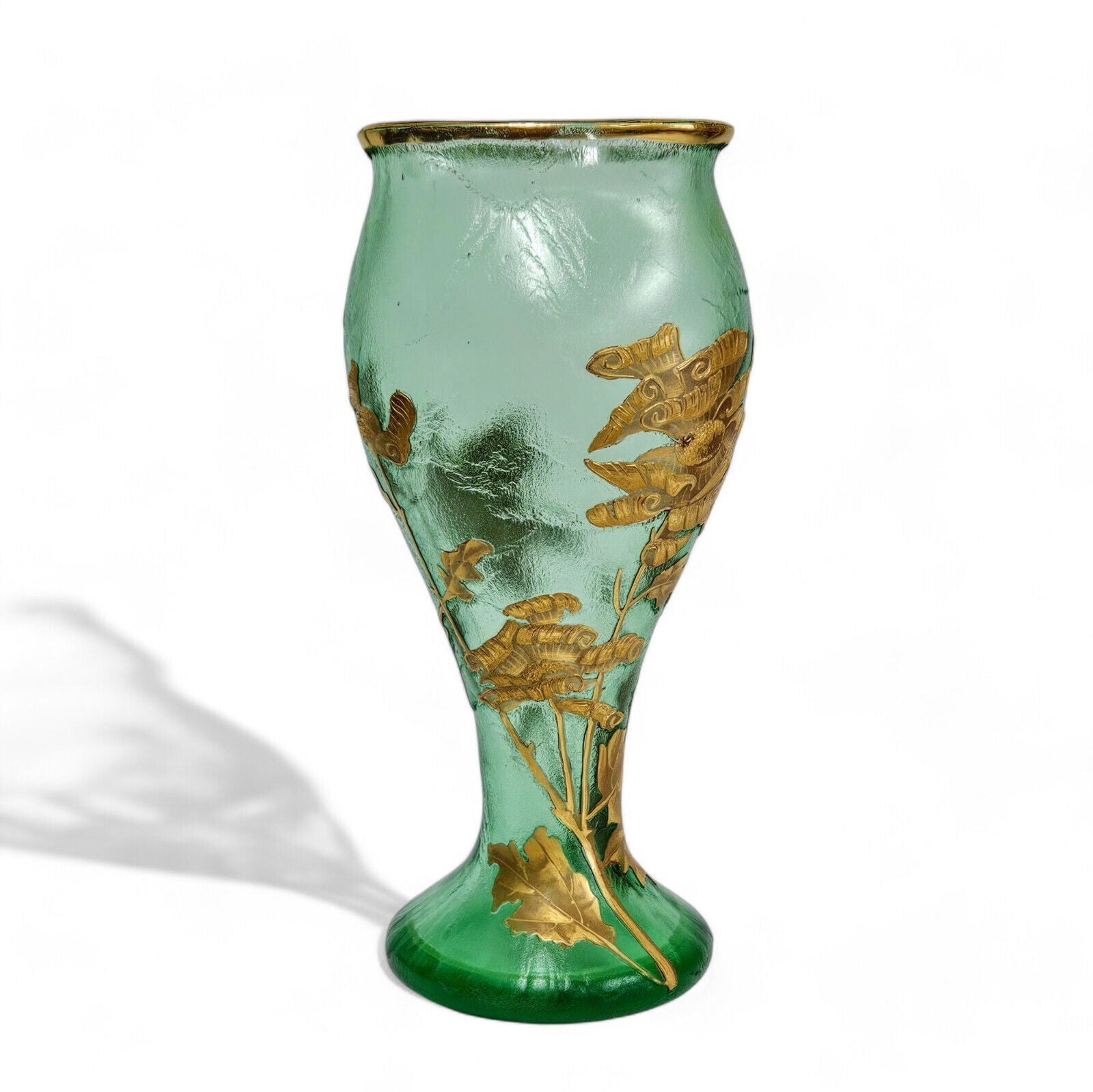 Mont Joye Acid Etched Vase Gold Gilt | Early 20th Century Backstamp