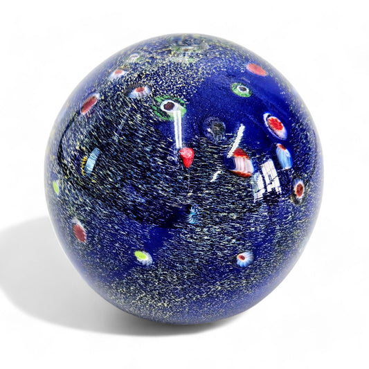 Saul Alcaraz 3.75" Galaxy Glass Paperweight Signed | Millefiori Infused Glass