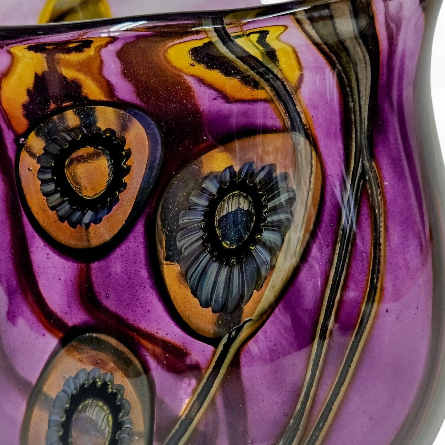 Robert Eickholt Blown Art Glass Vase Signed Dated 2001 | 6 Inch Purple Vase