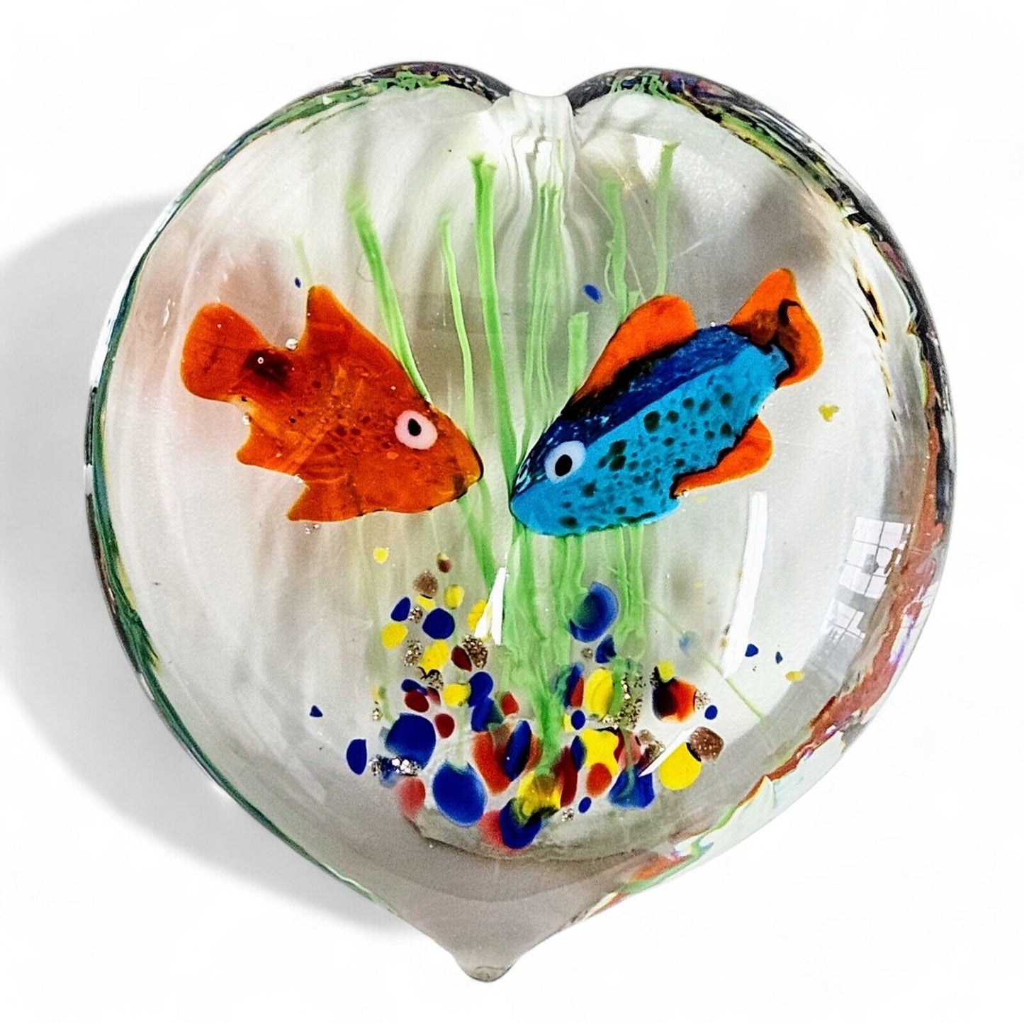 Authentic Murano Glass Fish Aquarium Paperweights | Original Sticker Attached