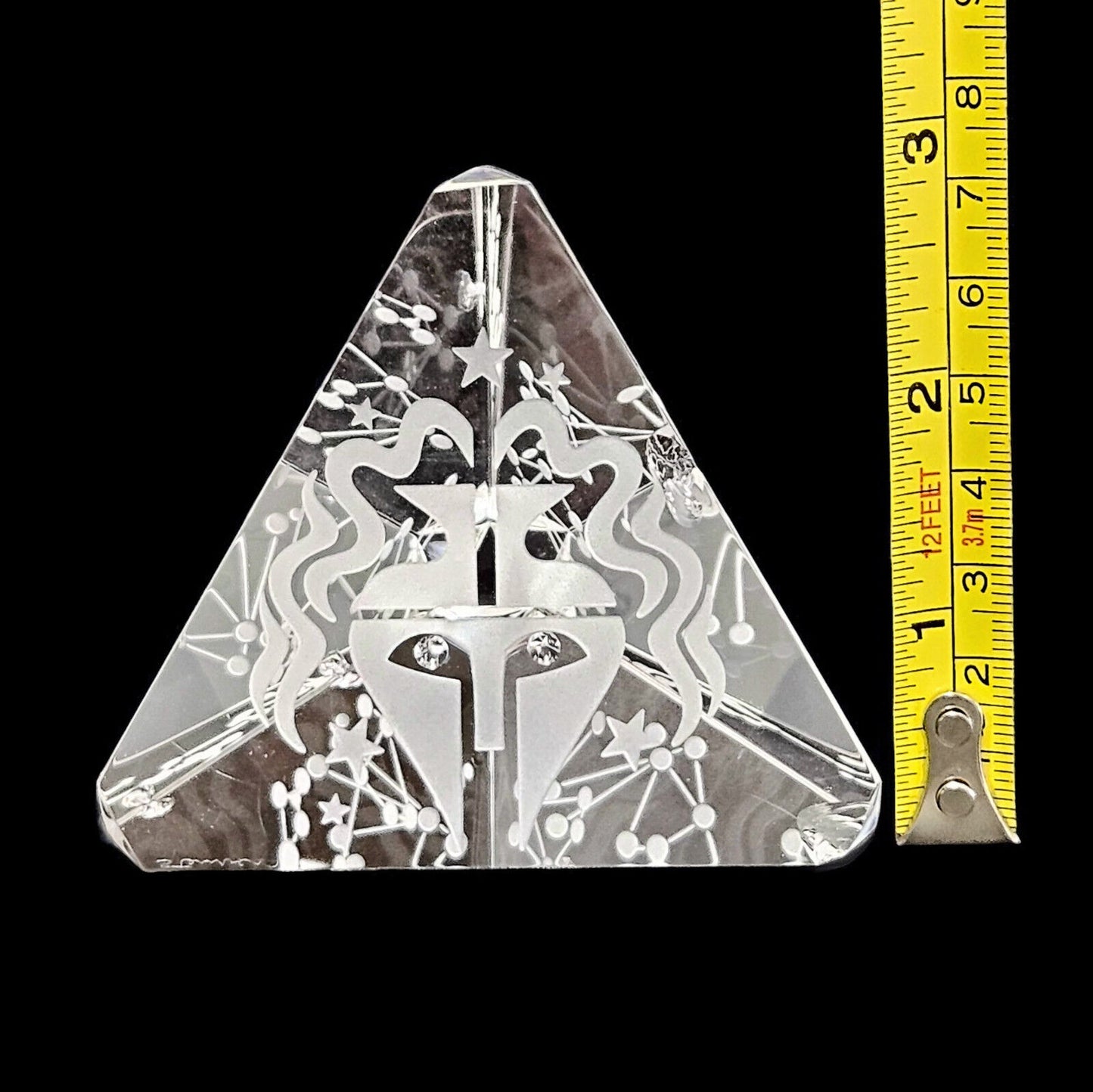 Steuben Glass Pyramid Paperweights Set of 3 | Astrology Zodiac | Prism