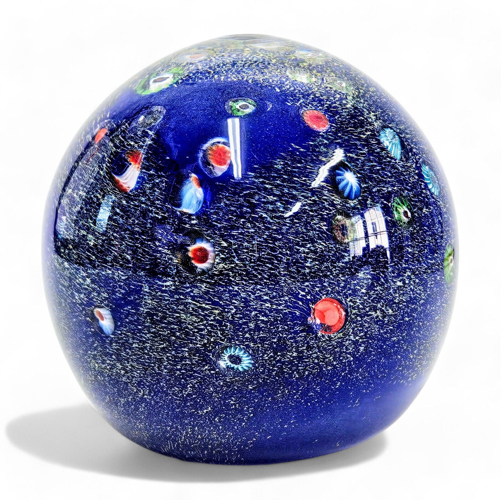 Saul Alcaraz 3.75" Galaxy Glass Paperweight Signed | Millefiori Infused Glass