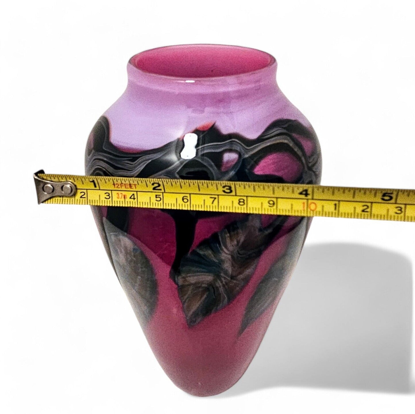 David Lotton Leaf & Vine Studio Glass Art Vase | Shades of Purple | Signed 1993