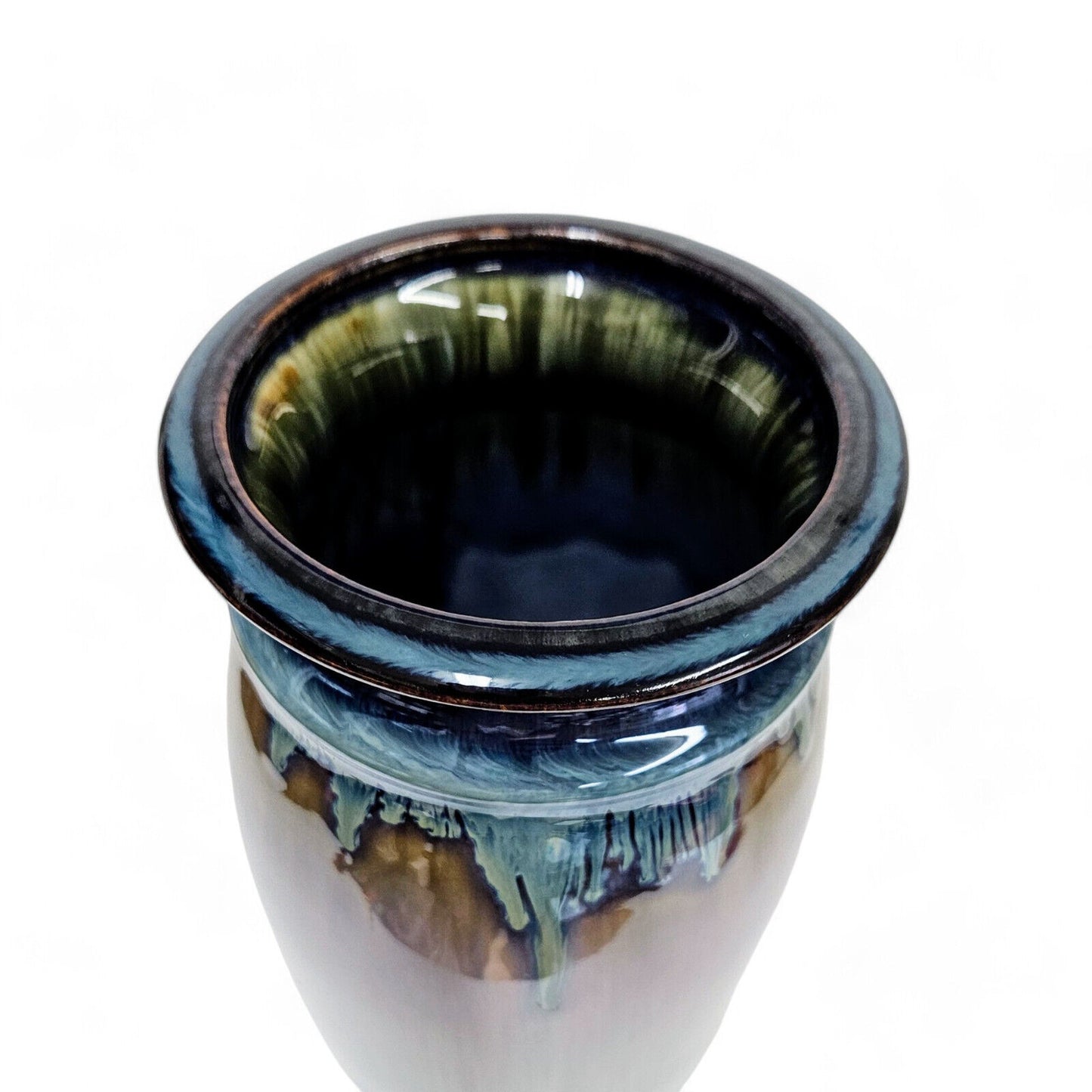 Bill Campbell Pottery Large Centerpiece Vase in Blues and Purple Drip Glaze