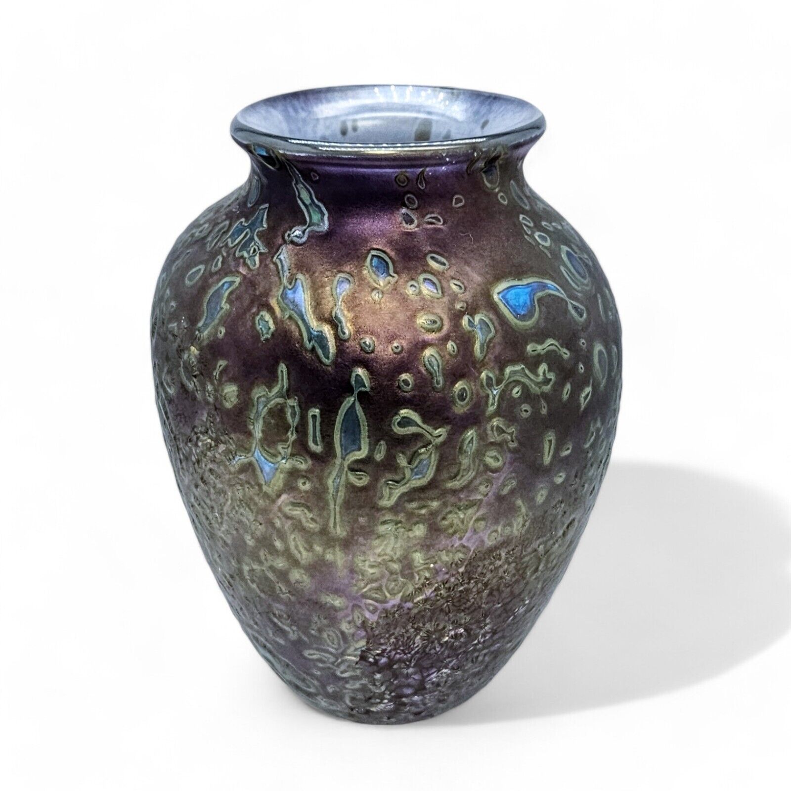 Robert Eickholt Purple Luster Cypriote Vase | Blown Art Glass Signed 2010 7.5 in