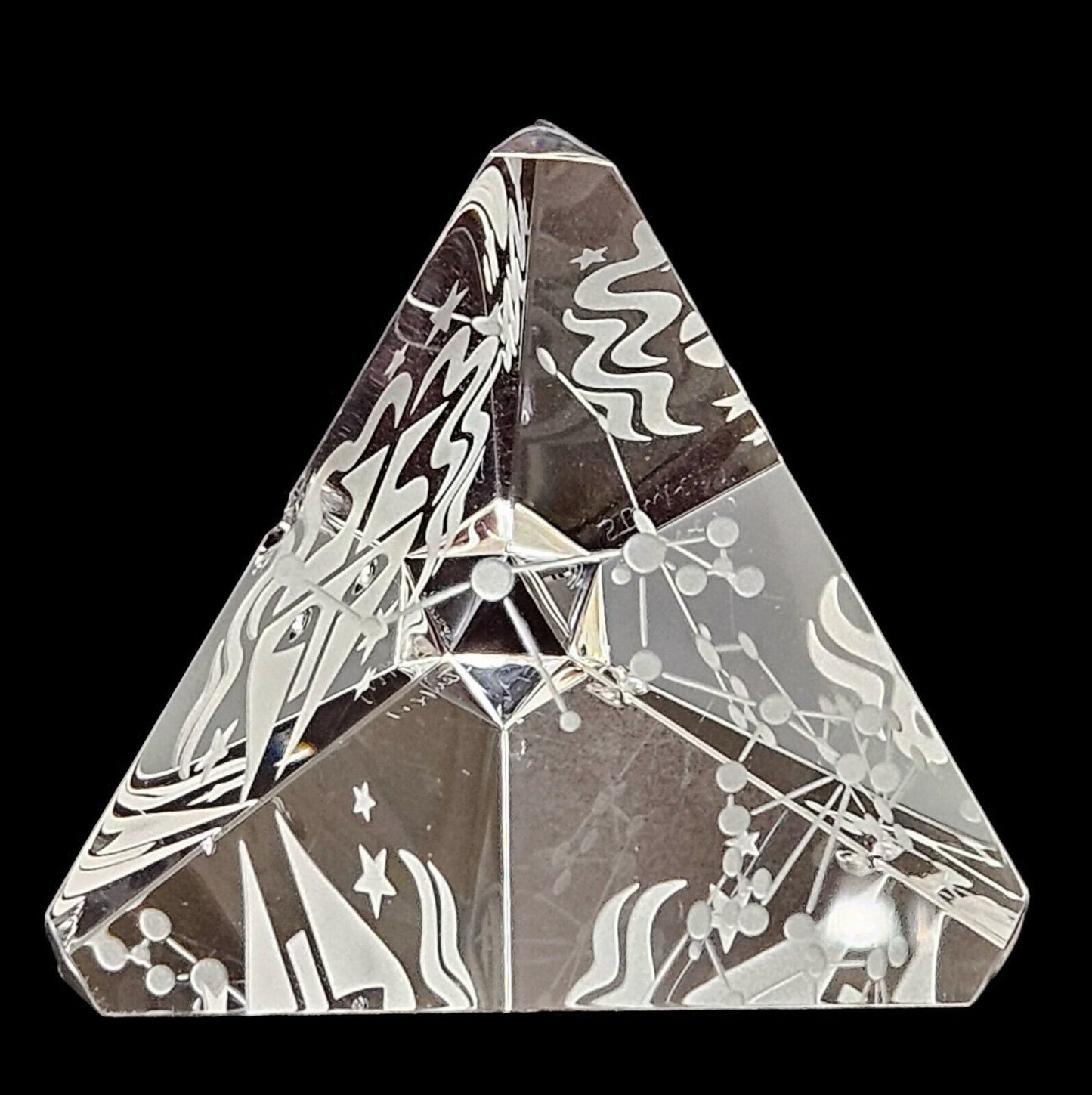 Steuben Glass Pyramid Paperweights Set of 3 | Astrology Zodiac | Prism