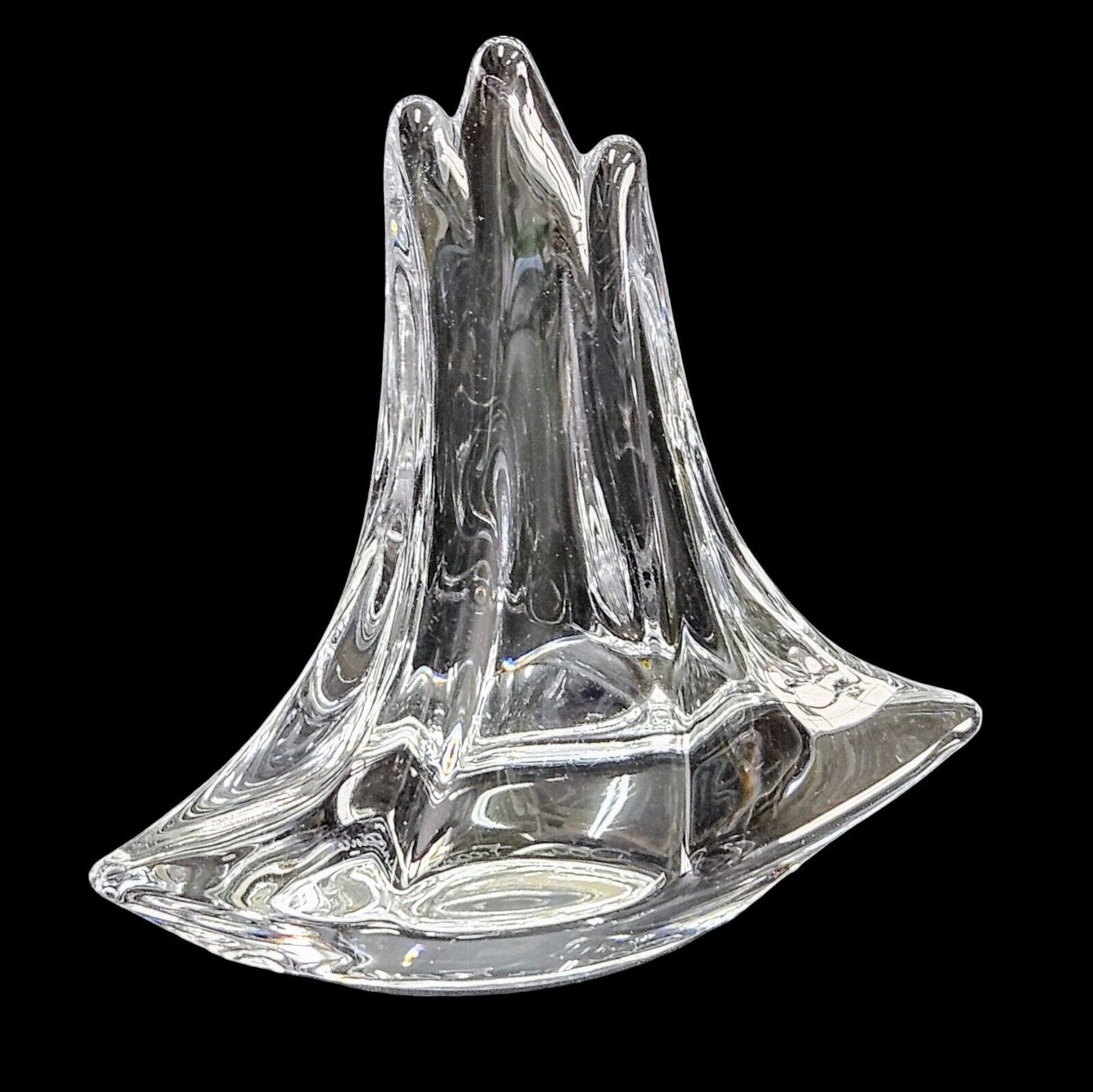 Daum France Crystal Three Masted Sailboat Figure Paperweight 4"