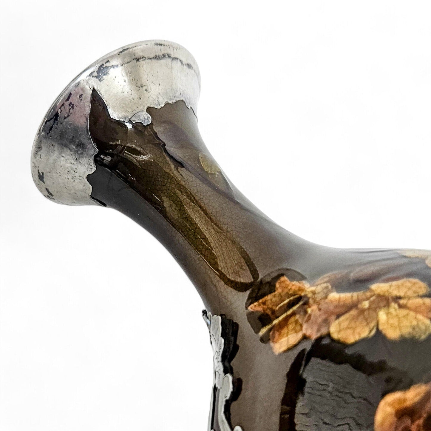 Rookwood Pottery & Gorham Fine Silver Overlay Monogram Vase Late 18th Century