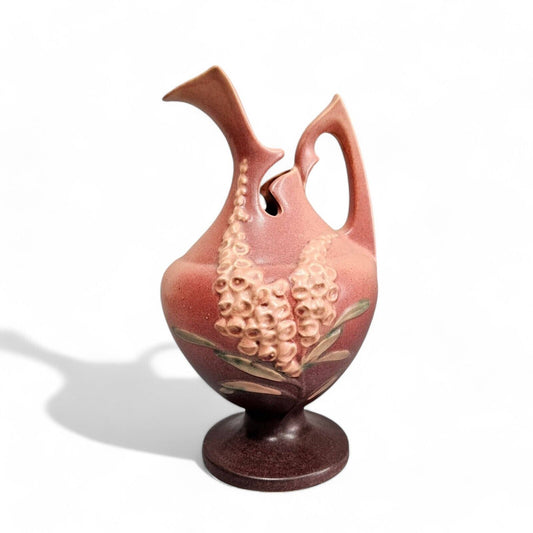 Roseville Vintage Pottery Foxglove Ewer Pitcher 5-10 Red (Pink)