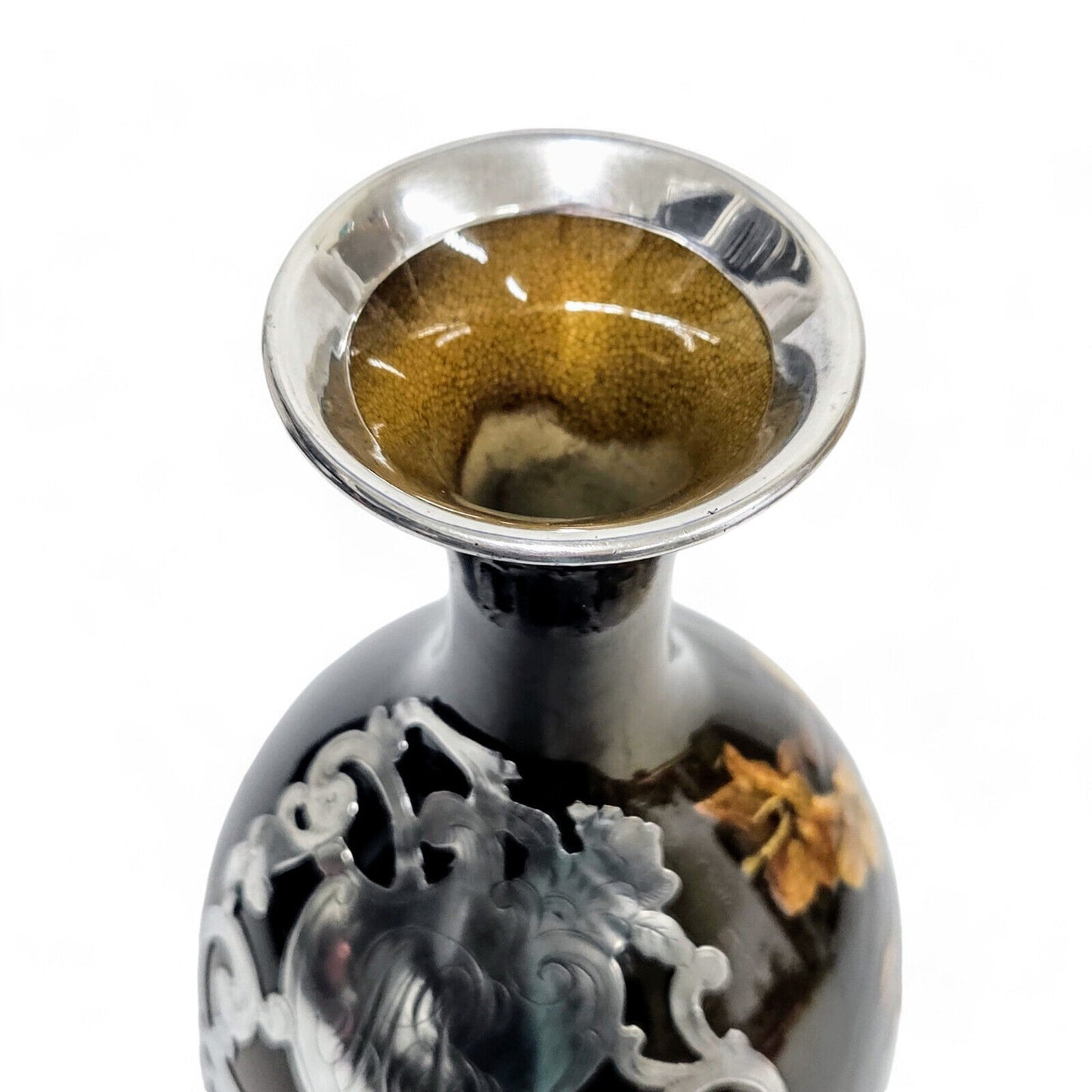 Rookwood Pottery & Gorham Fine Silver Overlay Monogram Vase Late 18th Century