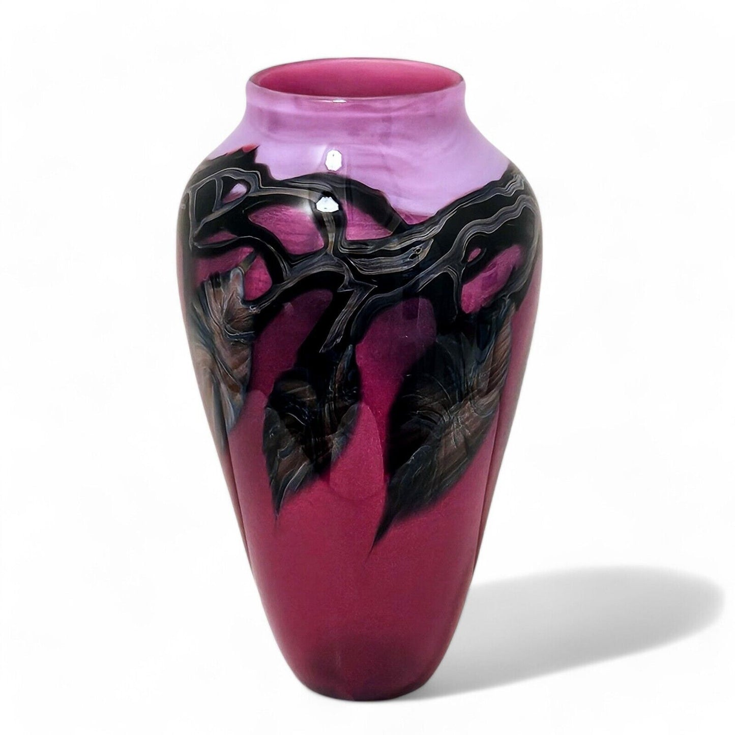 David Lotton Leaf & Vine Studio Glass Art Vase | Shades of Purple | Signed 1993