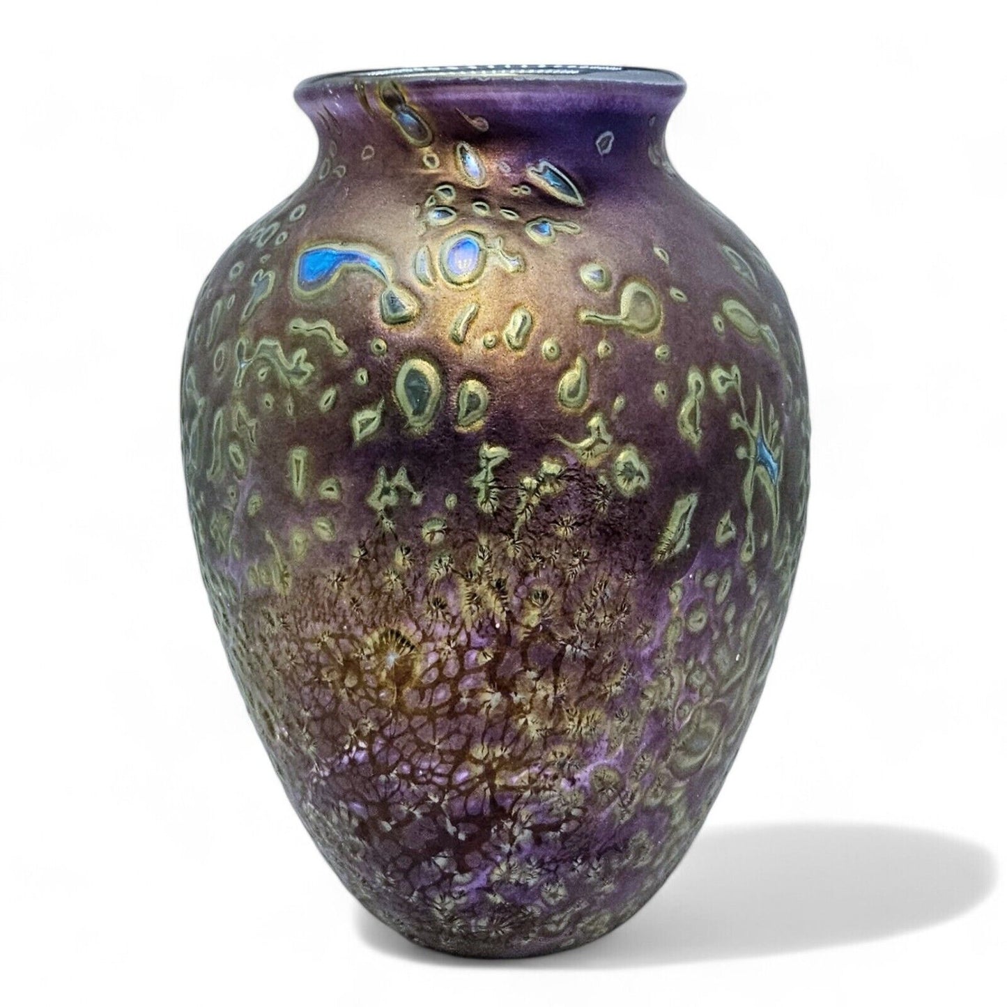 Robert Eickholt Purple Luster Cypriote Vase | Blown Art Glass Signed 2010 7.5 in