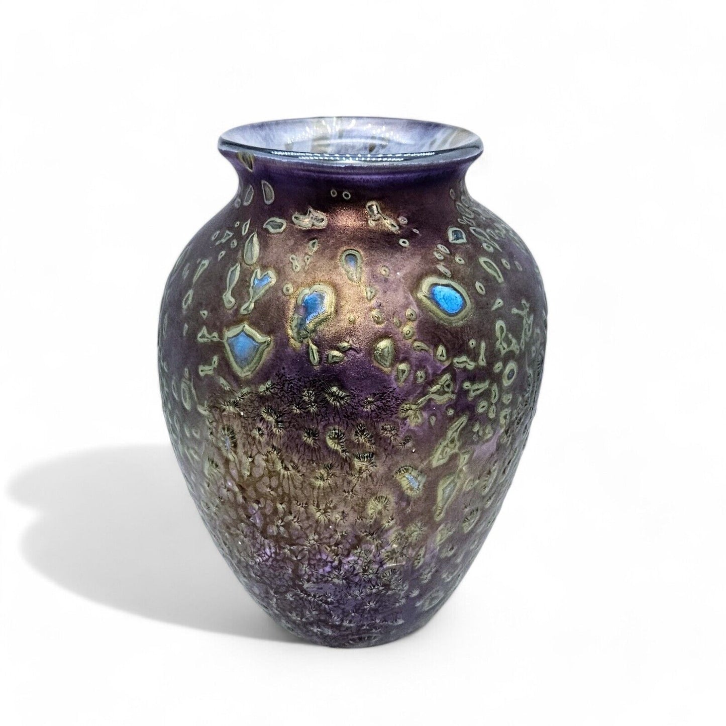 Robert Eickholt Purple Luster Cypriote Vase | Blown Art Glass Signed 2010 7.5 in