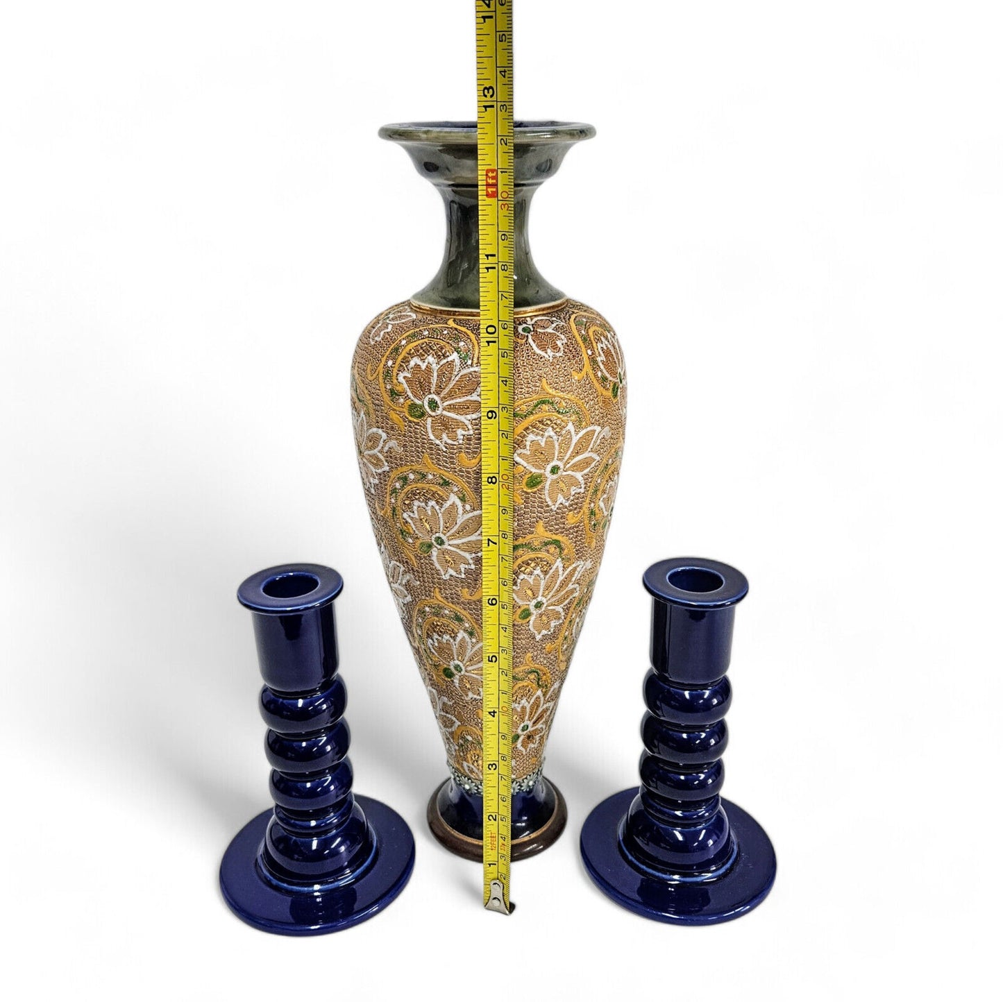 Antique Royal Doulton Slater Vase and Matching Candlesticks | Edwardian