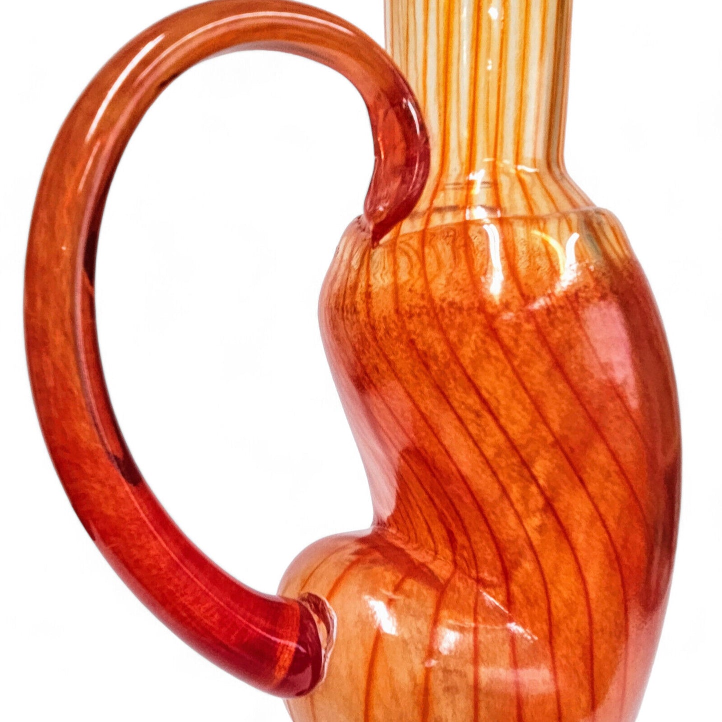 Kjell Engman Kosta Boda Corfu Red Orange Art Glass Pitcher Vase 19.5 Inches 2005