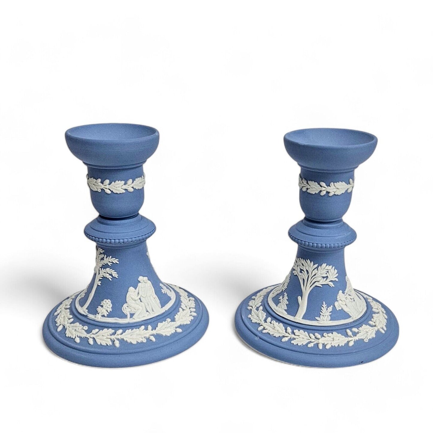 Lot of 2 Pale Blue Wedgwood Candlesticks Amazing Condition