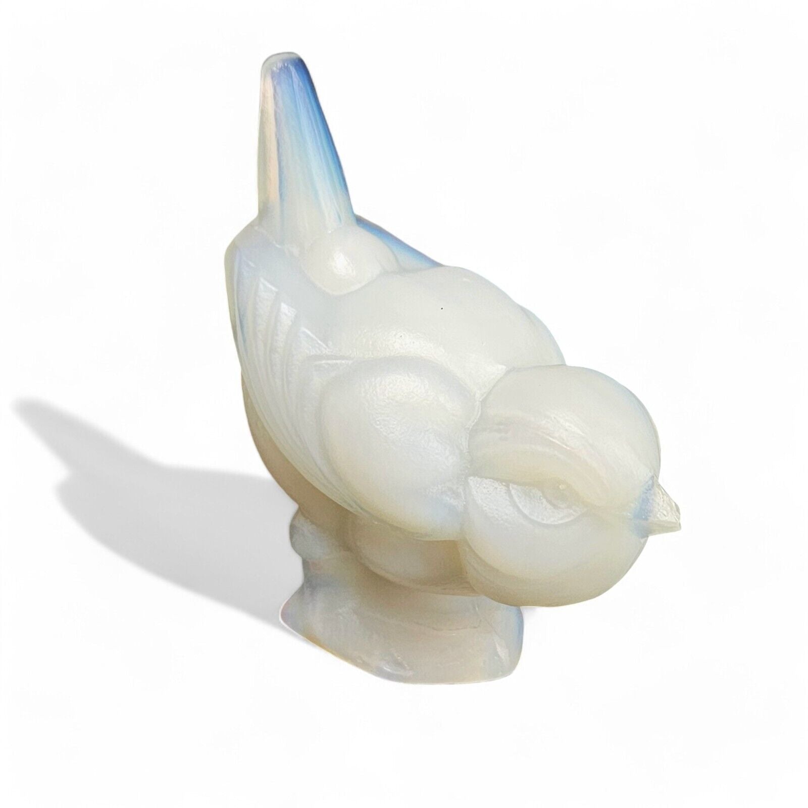 Sabino France Opalescent Art Glass Jumping Sparrow Bird -Tail Up Figurine