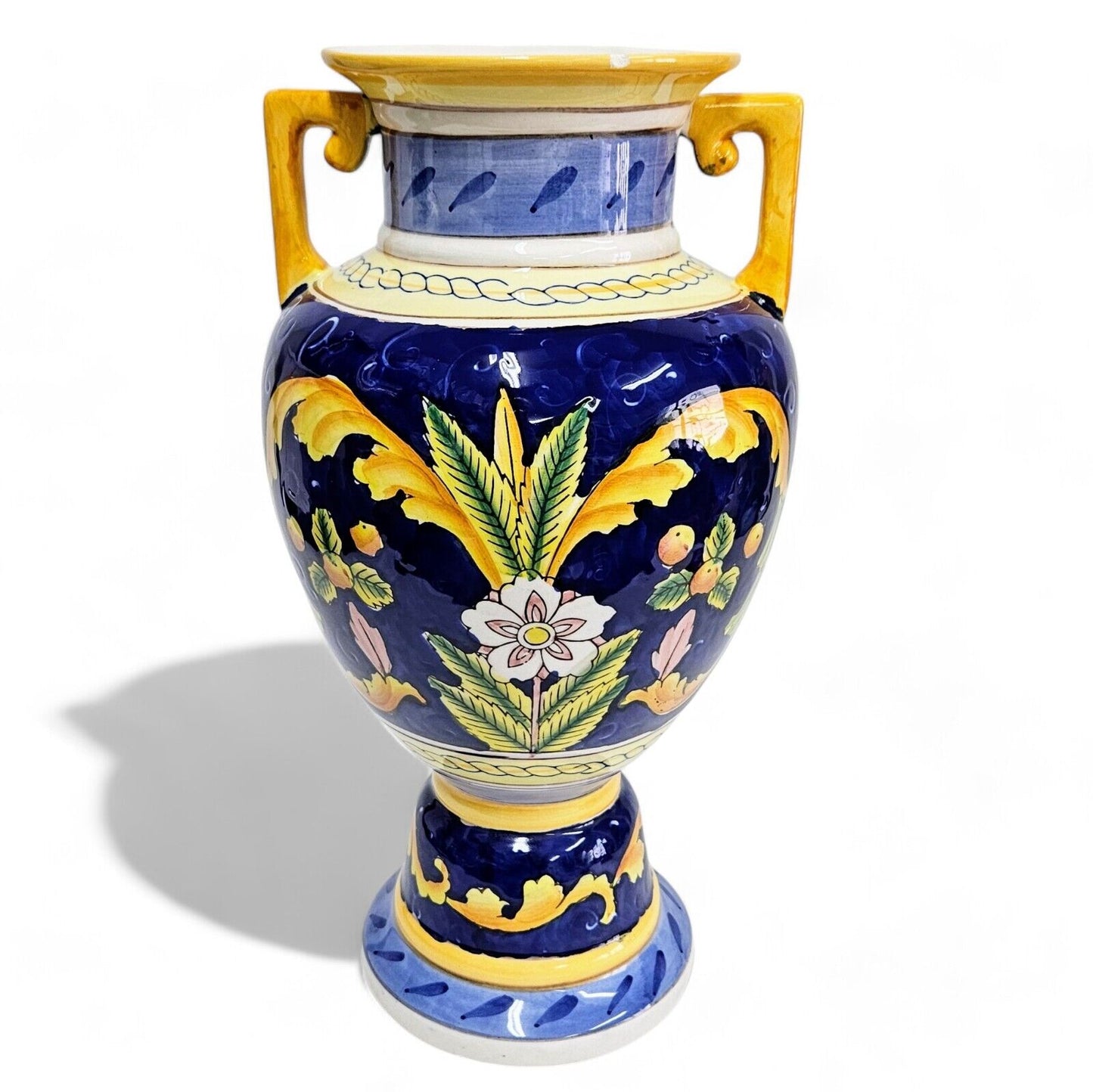 Large Italian Hand Painted Vase | Majolica - Deruta (?) | 15 Inches Tall