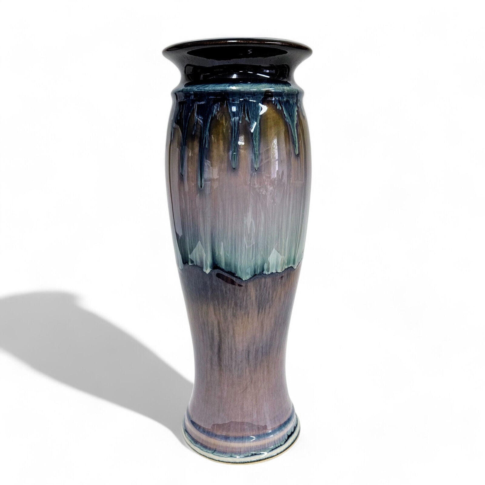 Bill Campbell Pottery Large Centerpiece Vase in Blues and Purple Drip Glaze