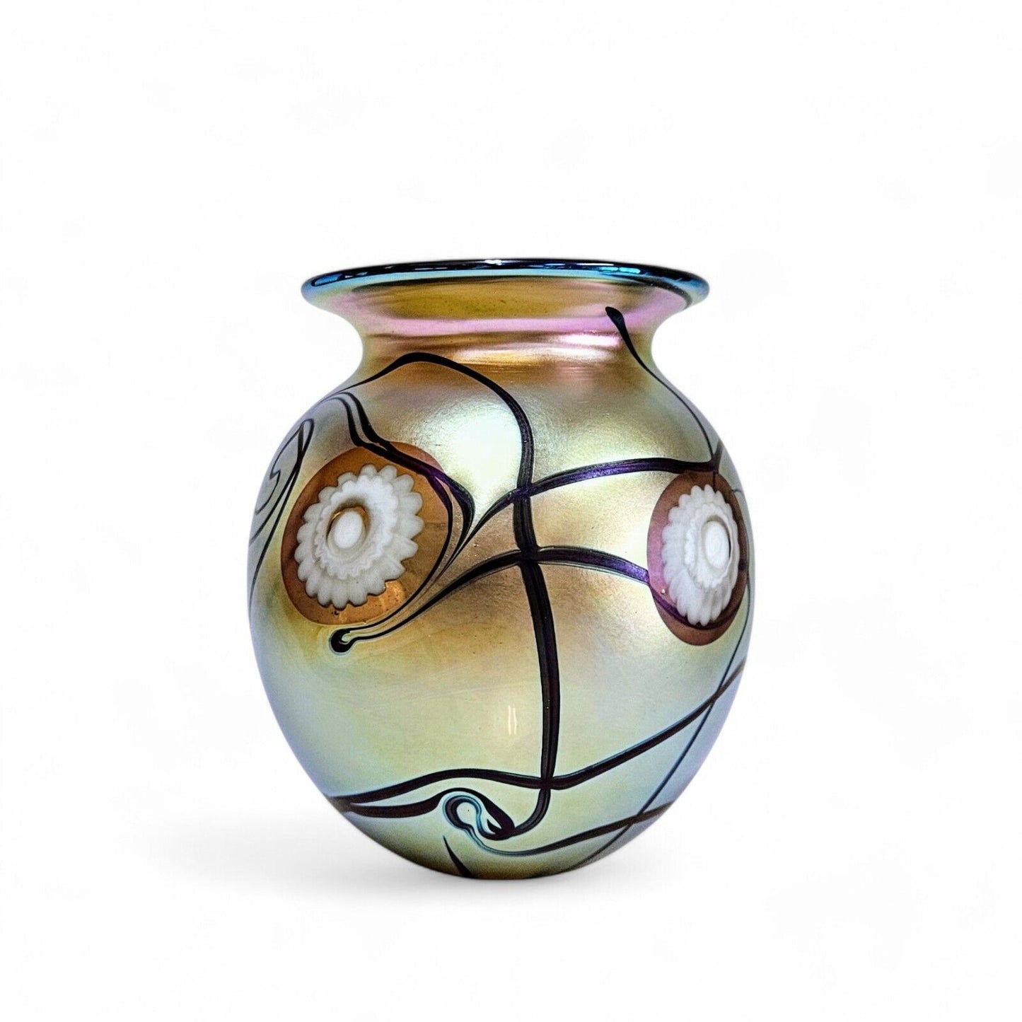 Robert Eickholt Glass Art Vase | Signed 2005 | Iridescent Aurene Vase