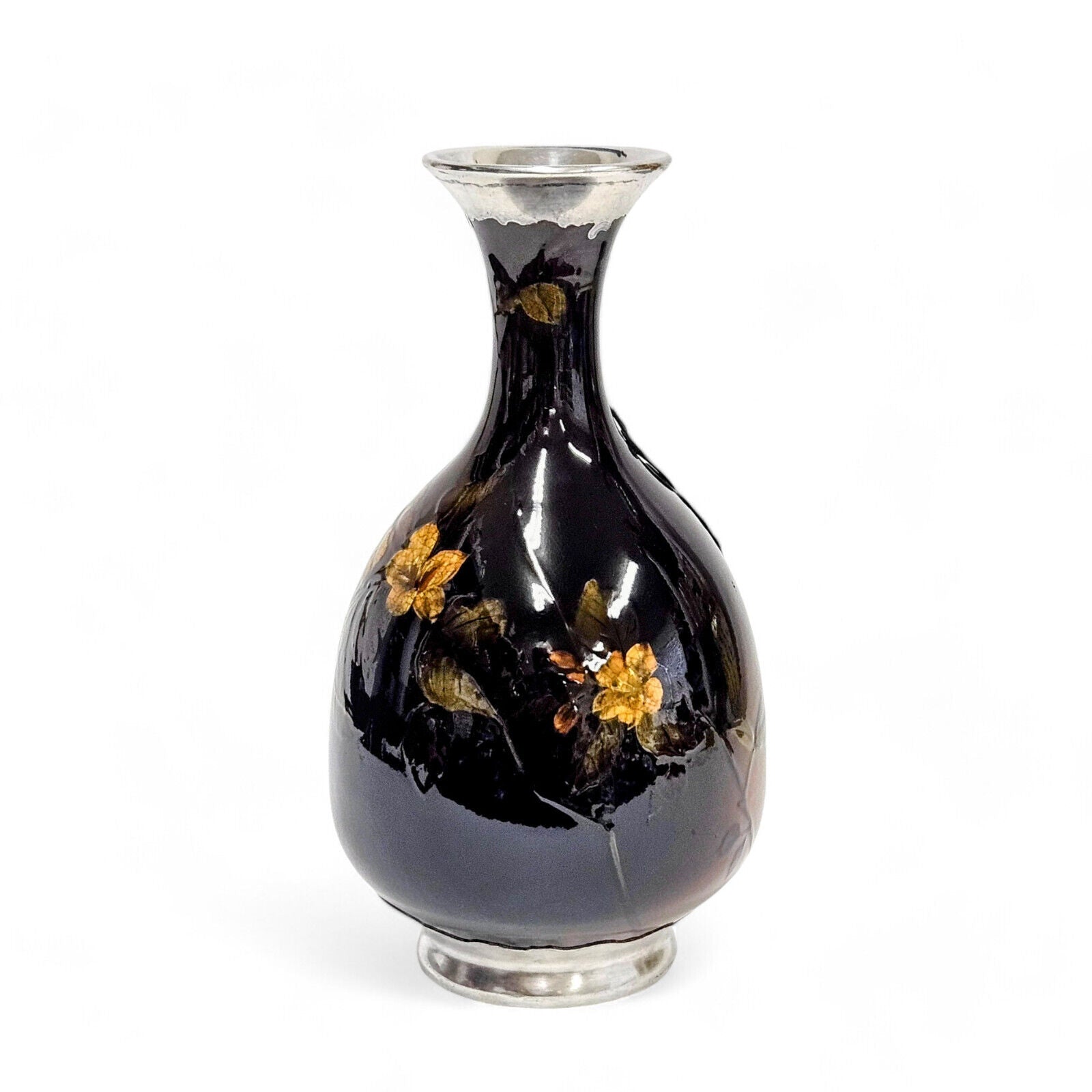 Rookwood Pottery & Gorham Fine Silver Overlay Monogram Vase Late 18th Century