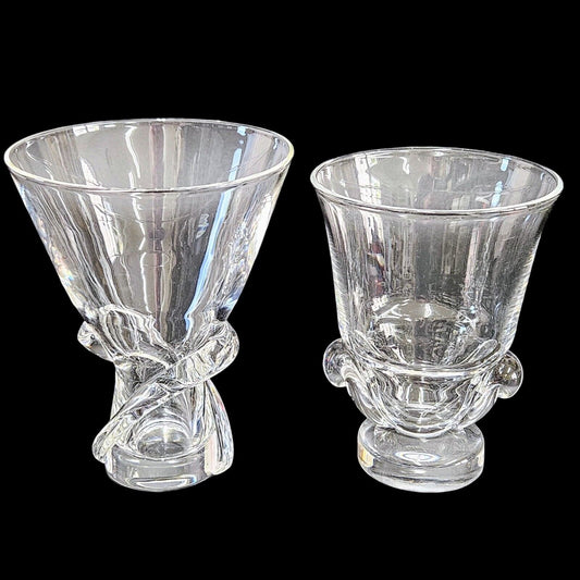 Steuben Crystal Urn Vase & Steuben Swirled Vase | Both Signed | Circa 1950's