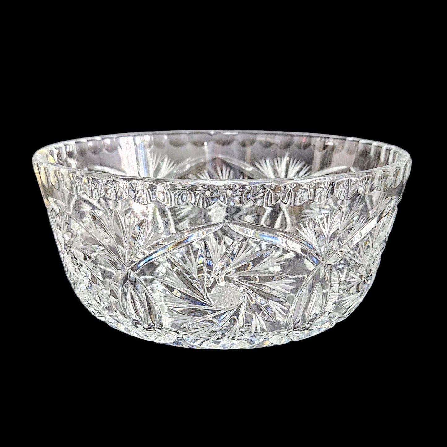 Vintage Crystal Clear Hand Cut 24% Lead Crystal Fruit Bowl Made In Poland