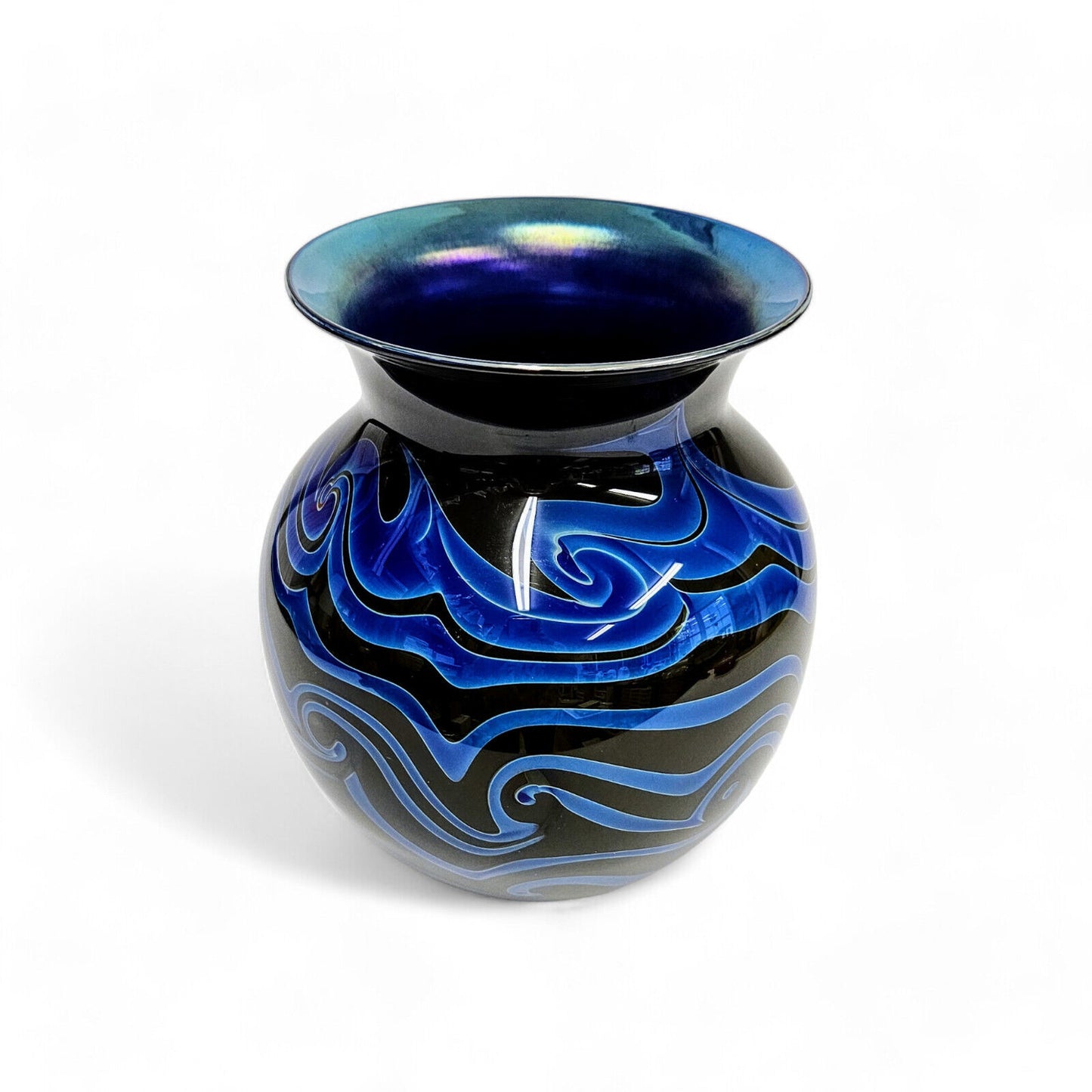 Charles Lotton King Tut Vase in Black and Blue - Signed and Dated 1974