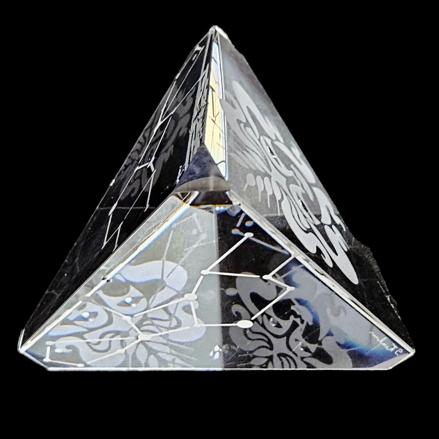 Steuben Glass Pyramid Paperweights Set of 3 | Astrology Zodiac | Prism