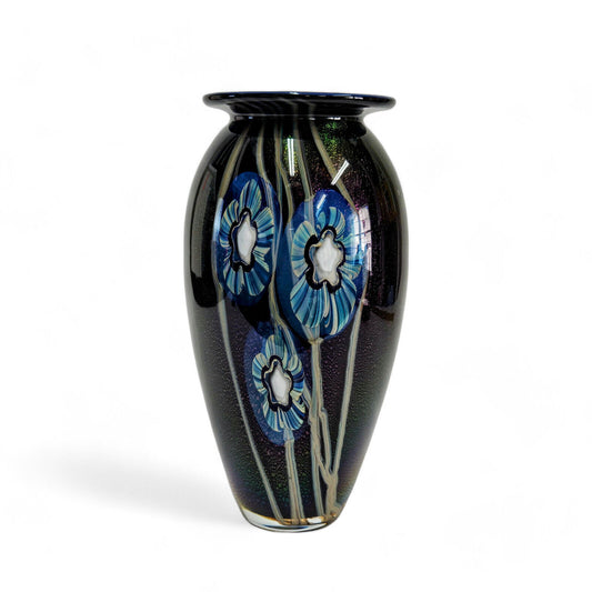 Robert Eickholt Blown Glass Art Vase | Signed and Dated 2002 | Dichroic & Floral