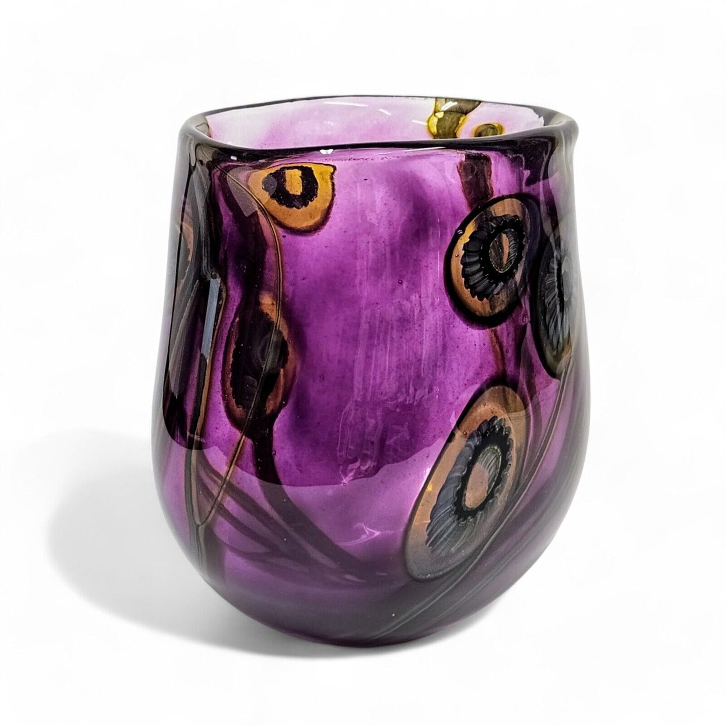 Robert Eickholt Blown Art Glass Vase Signed Dated 2001 | 6 Inch Purple Vase