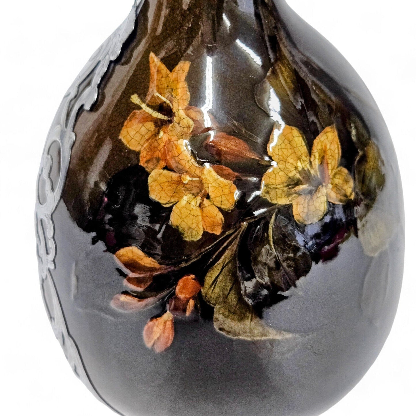 Rookwood Pottery & Gorham Fine Silver Overlay Monogram Vase Late 18th Century