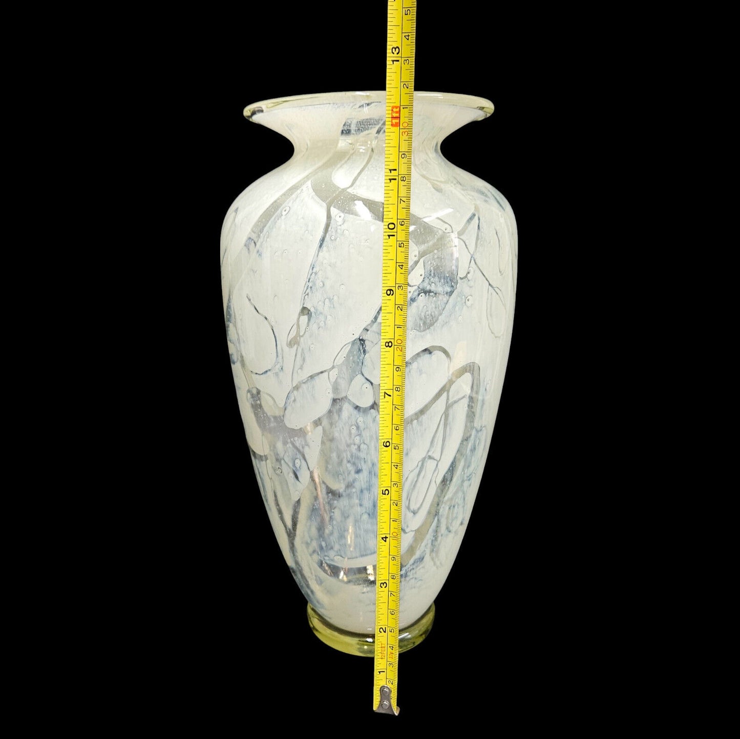 Michael Nourot Large Blown Glass Art Vase Signed Off White Art Glass Centerpiece