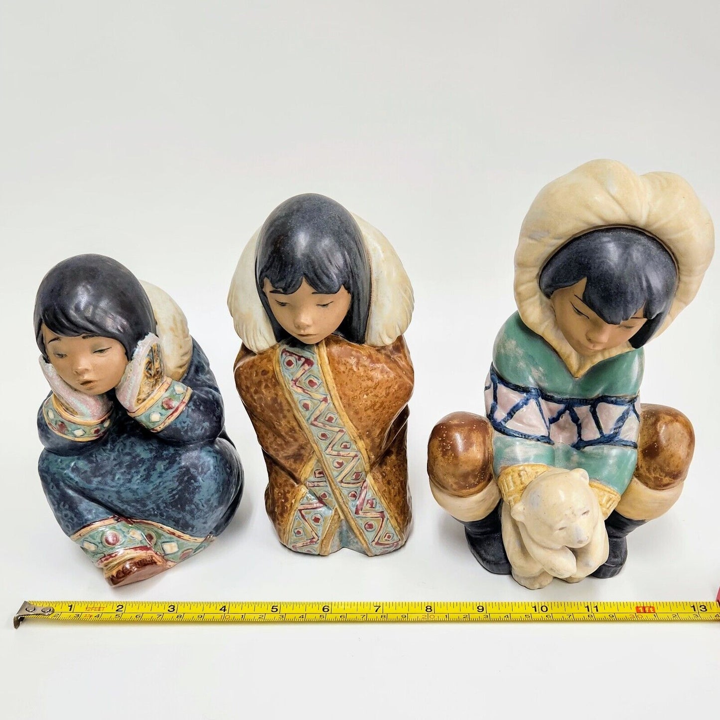 LLadro Artic Inuit Eskimo Figurines | Gres Finish | Vintage 2158, 2156, 2232