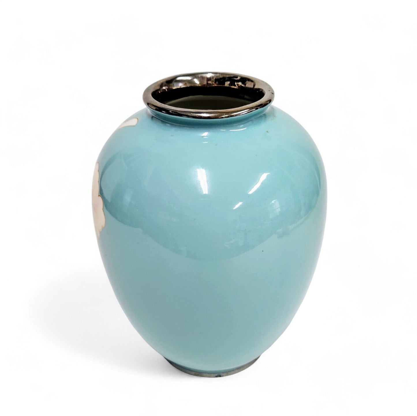 Porcelain MCM Vase in Aqua Blue with Cattleya Flower Fujiclo China Shippo Vase