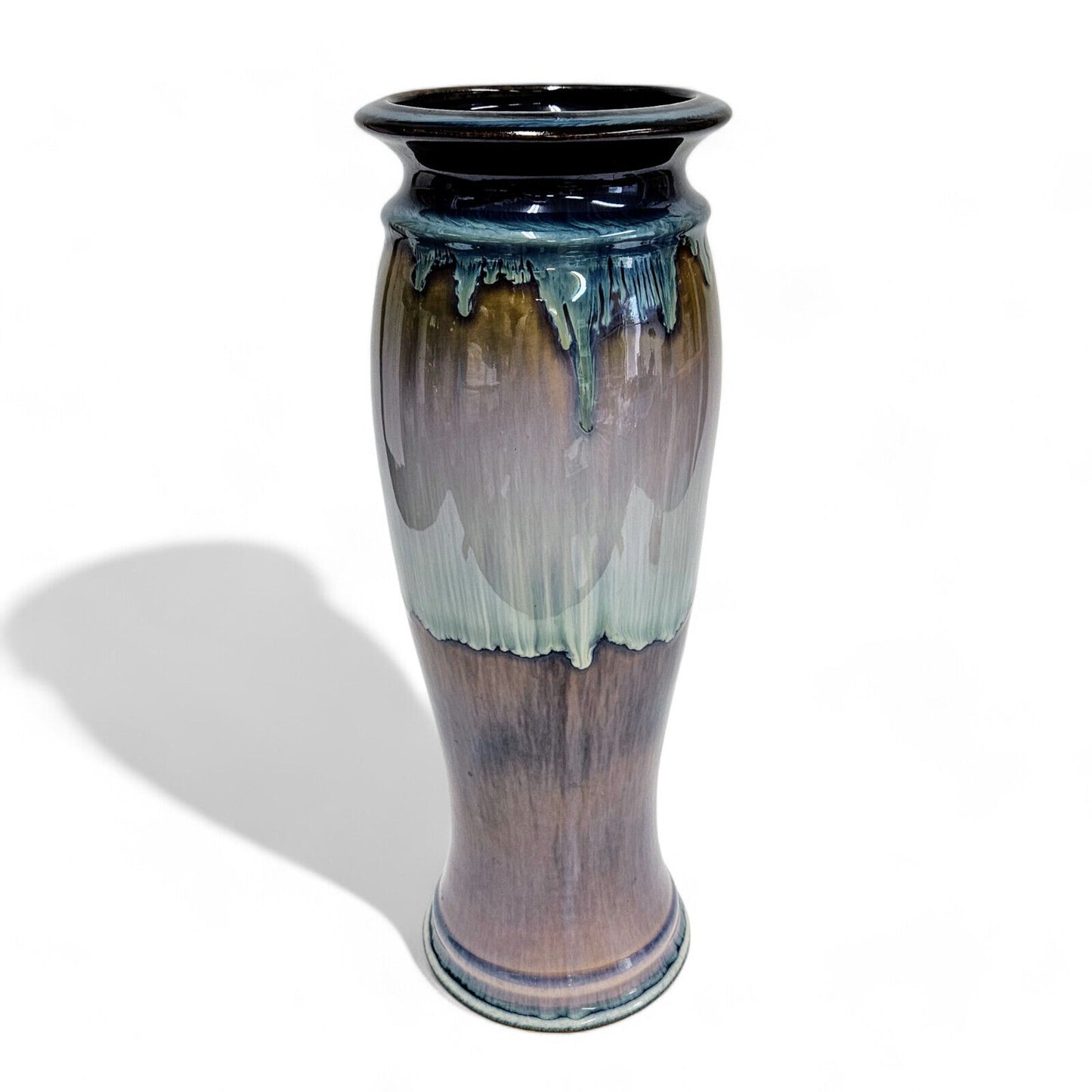 Bill Campbell Pottery Large Centerpiece Vase in Blues and Purple Drip Glaze