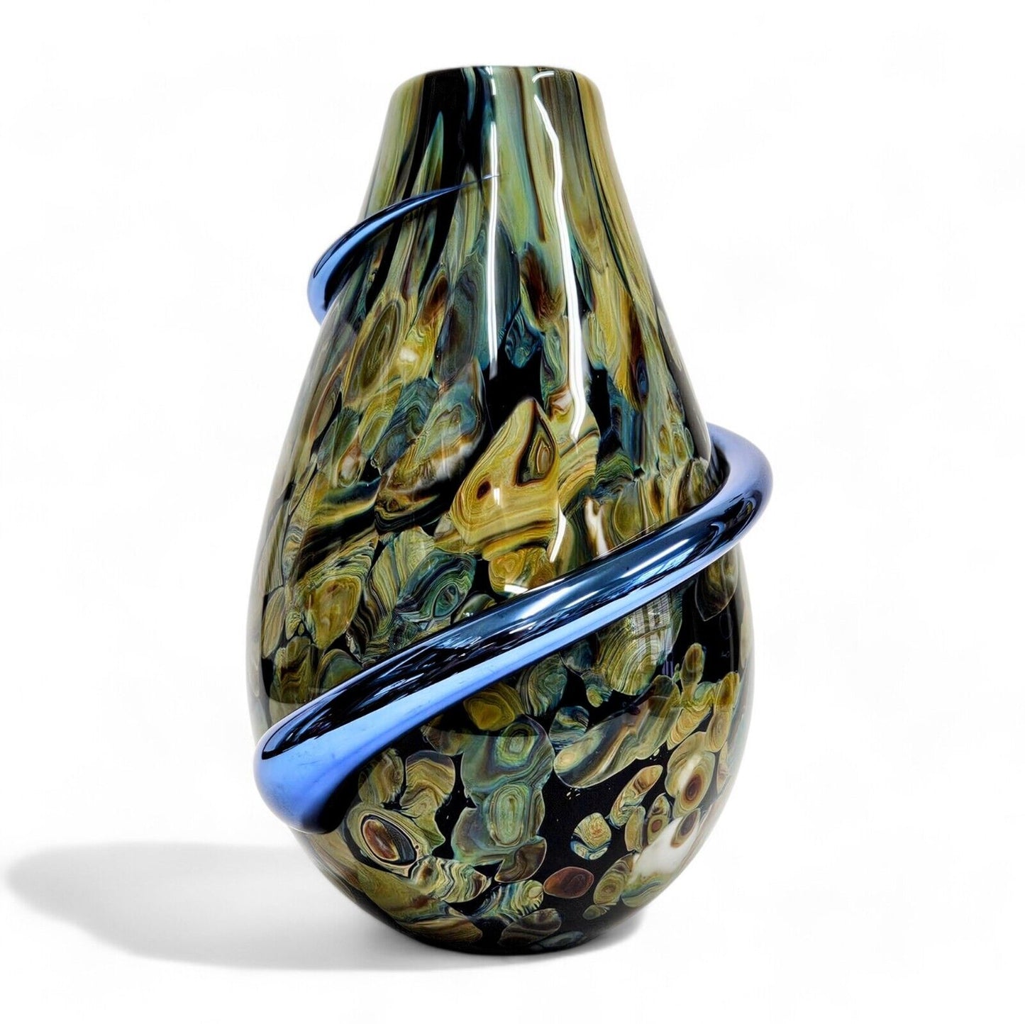 Robert Eickholt Rope Vase Signed and Dated 1998 | 9.5 Inch Tall Blown Glass Vase